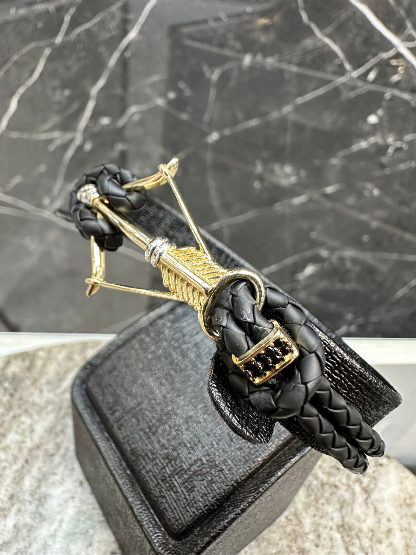 14K Gouden Pijl & Boog Armband met Leer