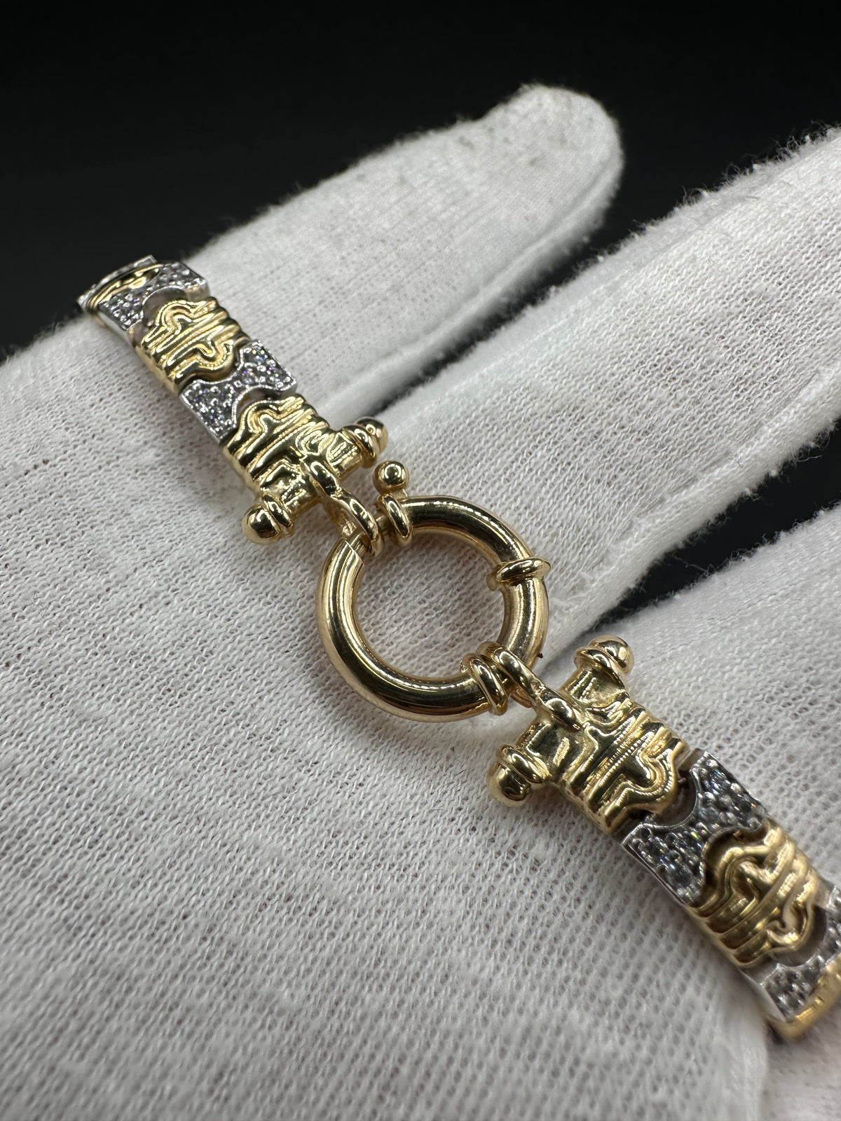 14K Gouden Bicolor Armband met Zirkonia – 19 cm