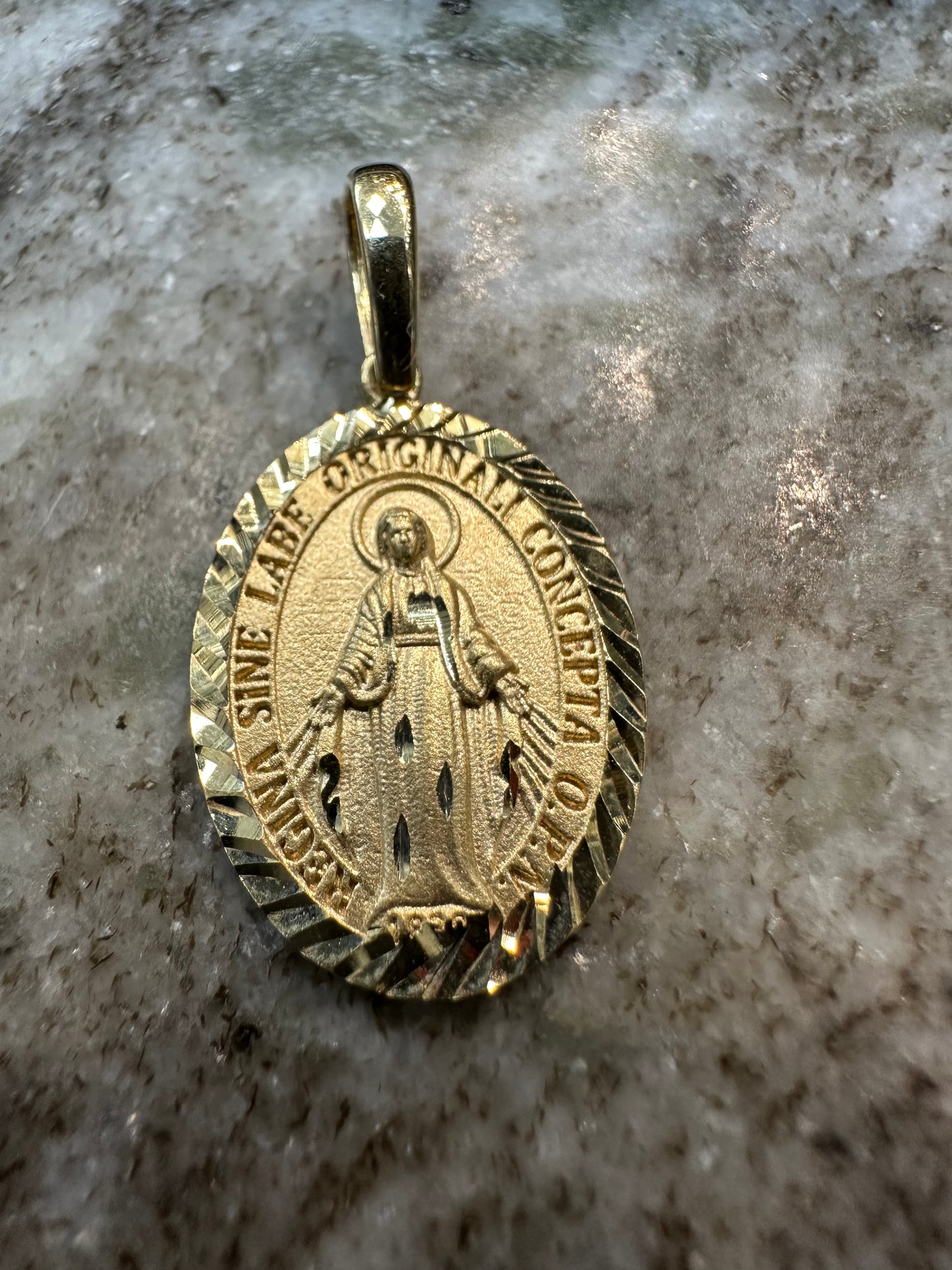 18K Gouden Platte Maria Hanger