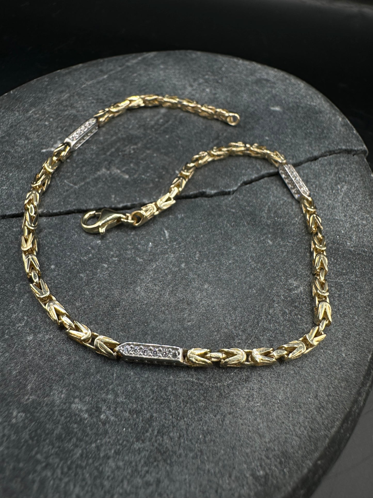 14K Gouden Koningsarmband met Zirkonia Stenen – 21 cm