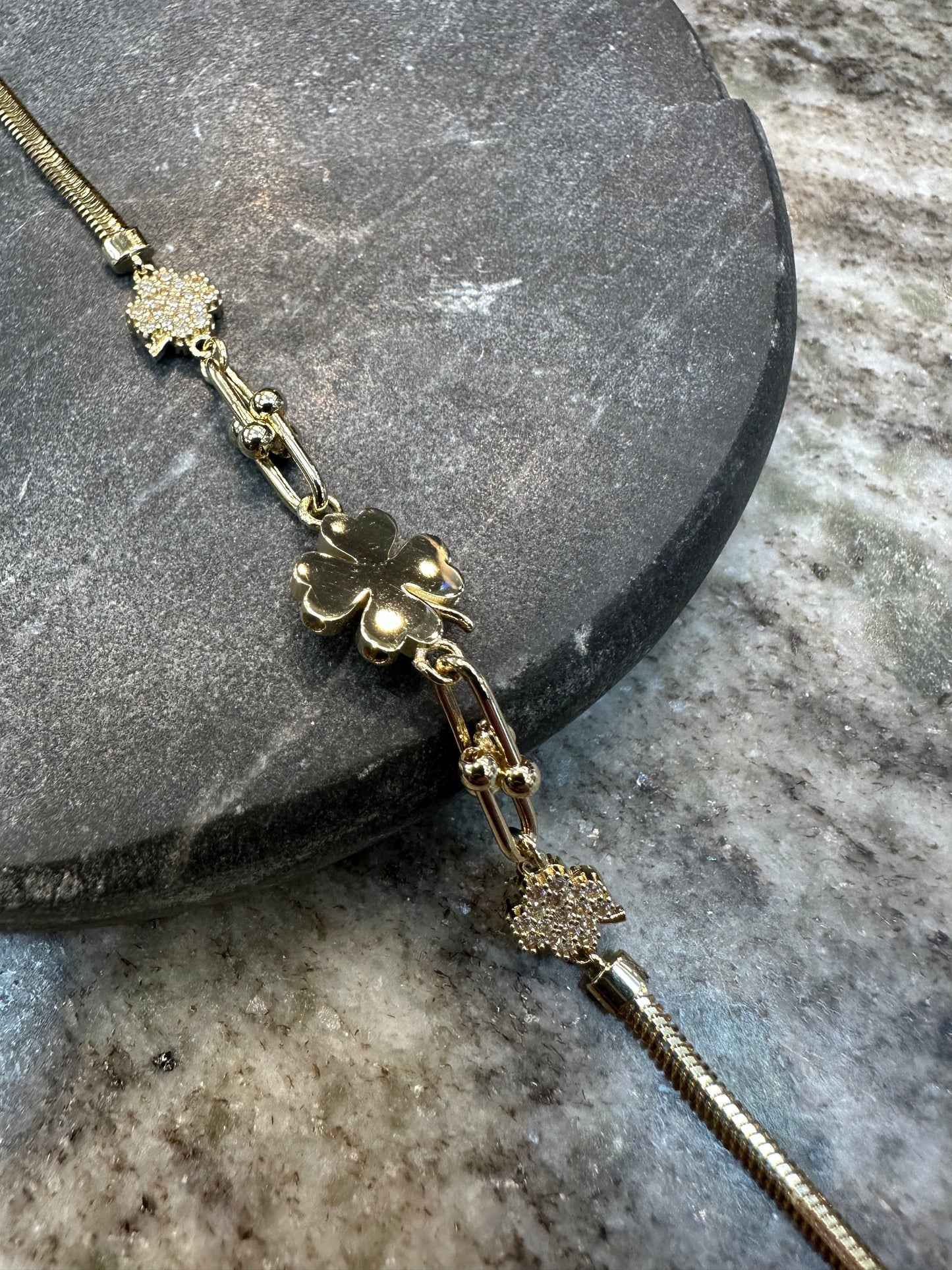 14K Gouden Klavertje Armband – 19 cm | 2,5 mm