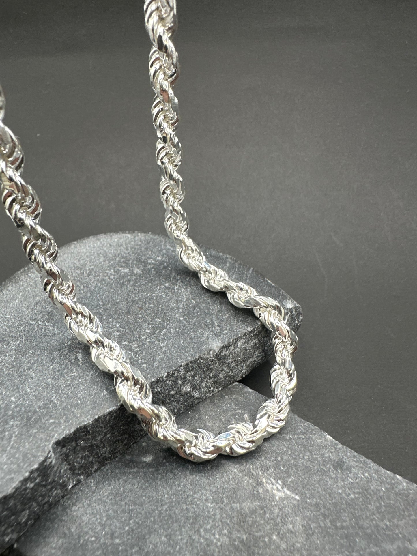 925 Zilveren Diamond Cut Rope Chain – Made in Italy