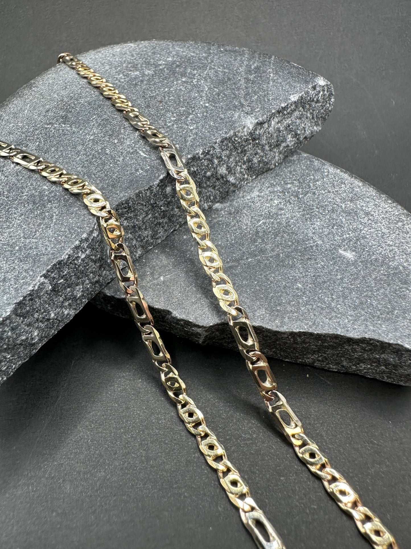 14K Gouden Bicolor Massieve Valkenoog Ketting – 60 cm