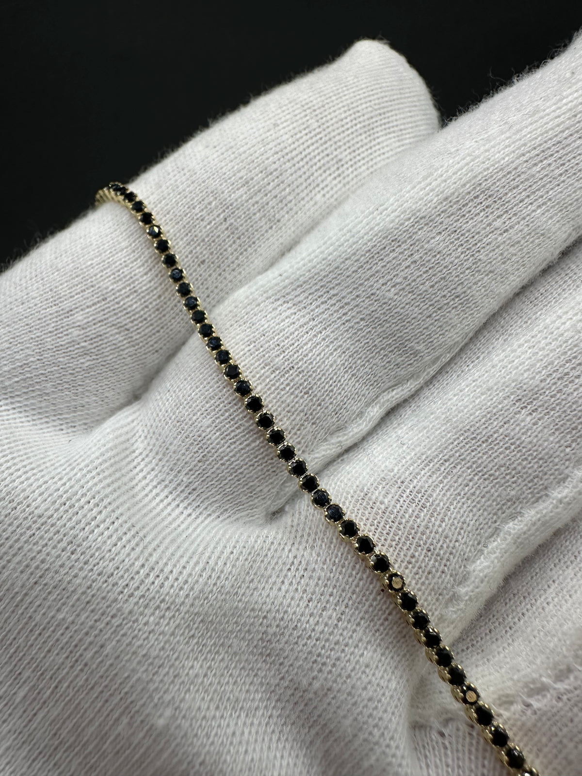 14K Gouden Tennis Armband met Natuurlijke Onyx – 2 mm