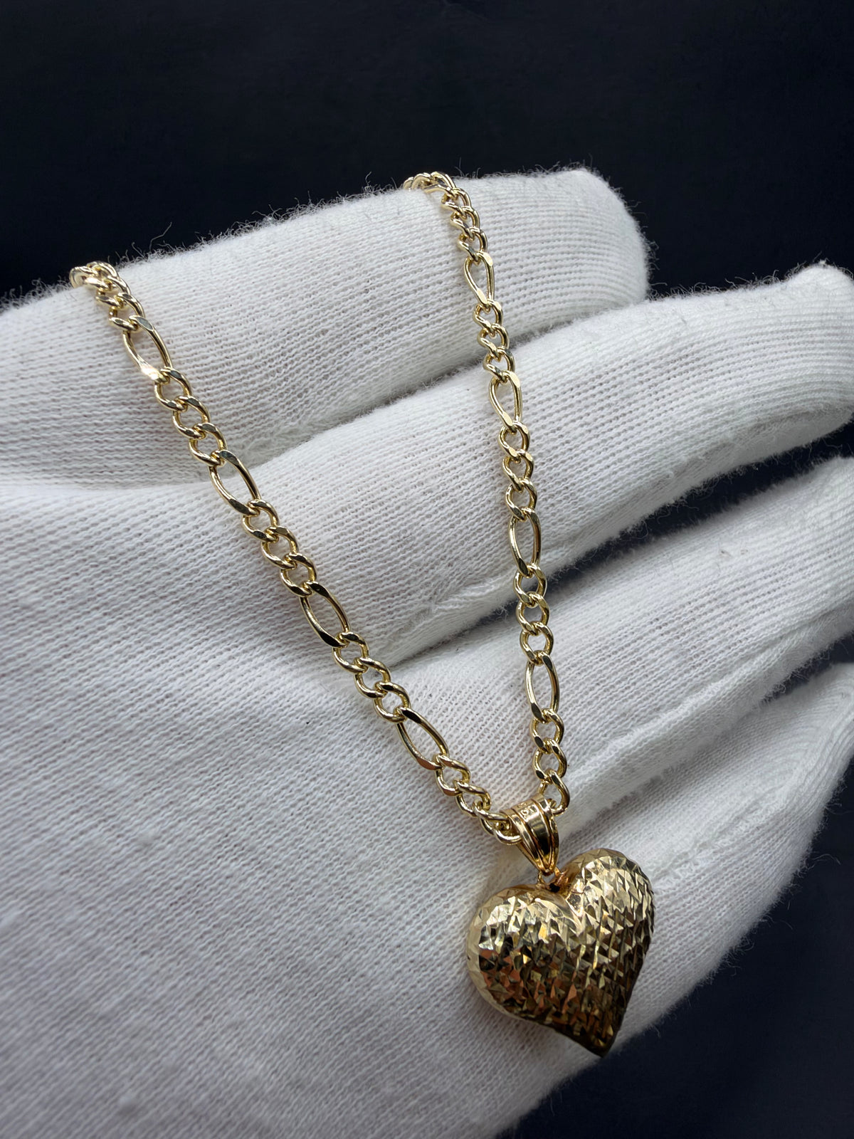 14K Gouden Figaro Ketting met Hart Hanger – 55 cm – 3,1 mm