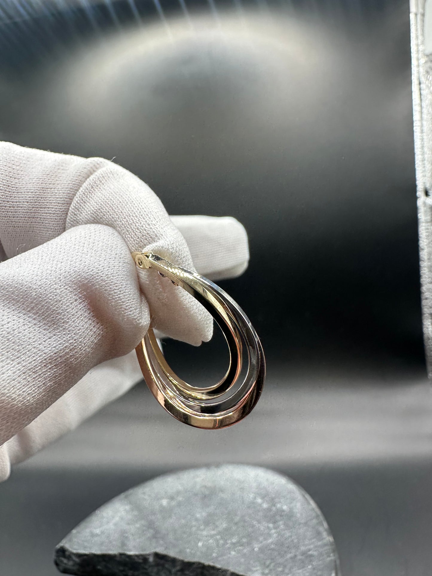 14K Gouden Tricolor Oorbellen – 20 mm
