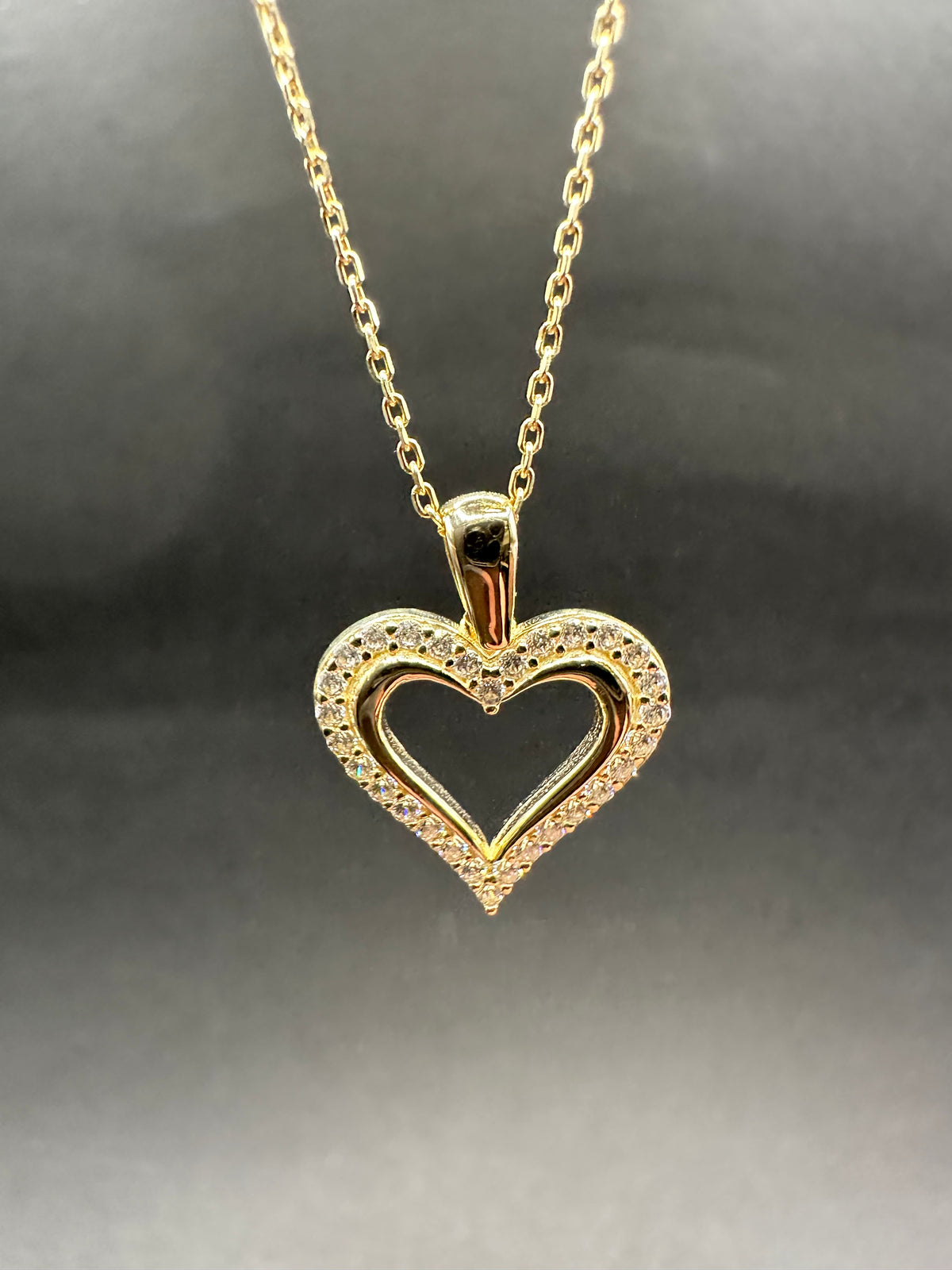 14K Gouden Ketting met Hart Hanger & Zirkonia – 42 cm