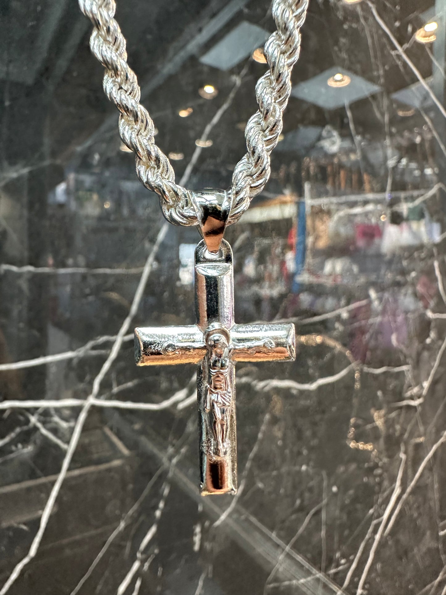Prachtige 925 Zilveren Rope Ketting met Kruishanger – Tijdloos en Stoer