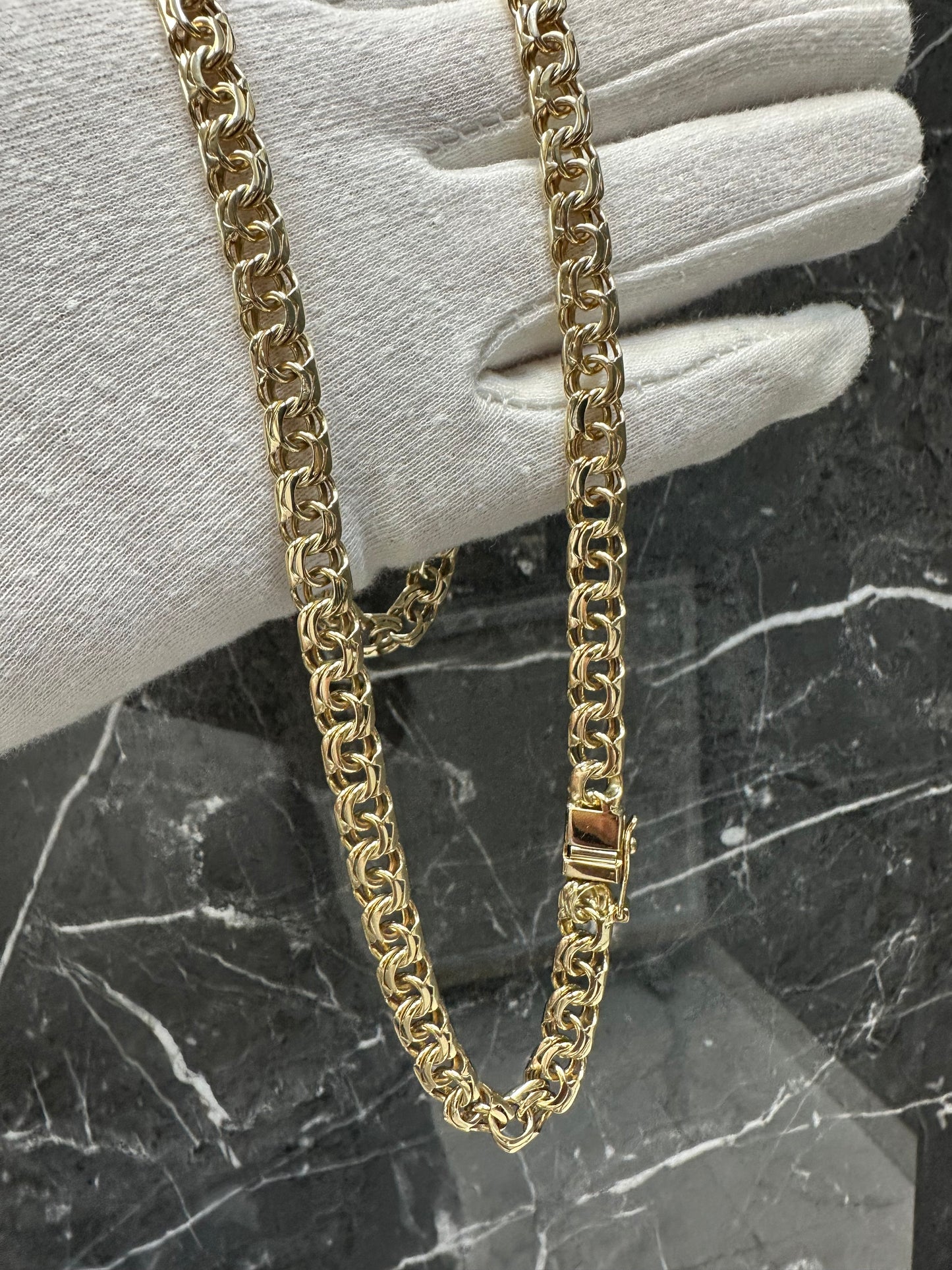 14K Gouden Massieve Bismarck Ketting – 62 cm