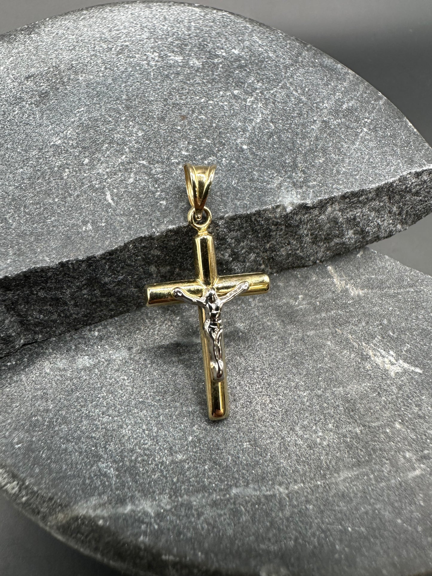 14K Gouden Bicolor Kruishanger