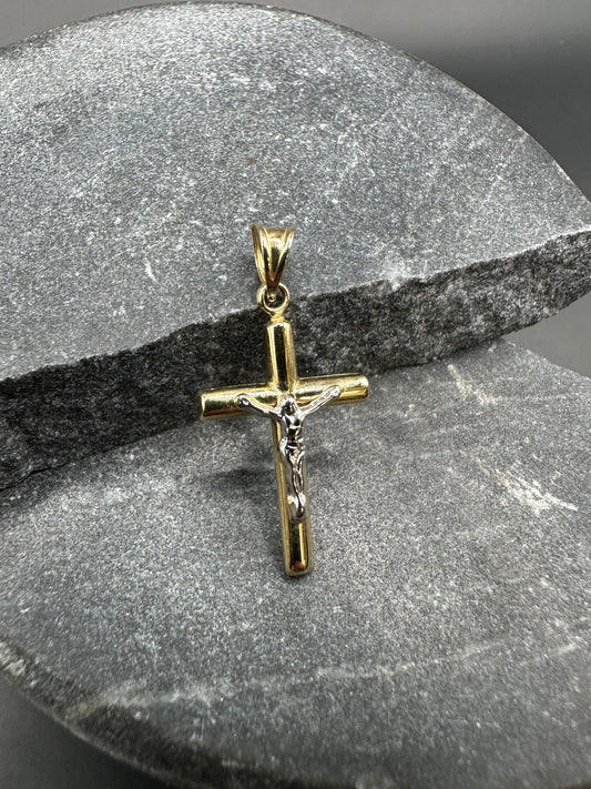 14K Gouden Bicolor Kruishanger