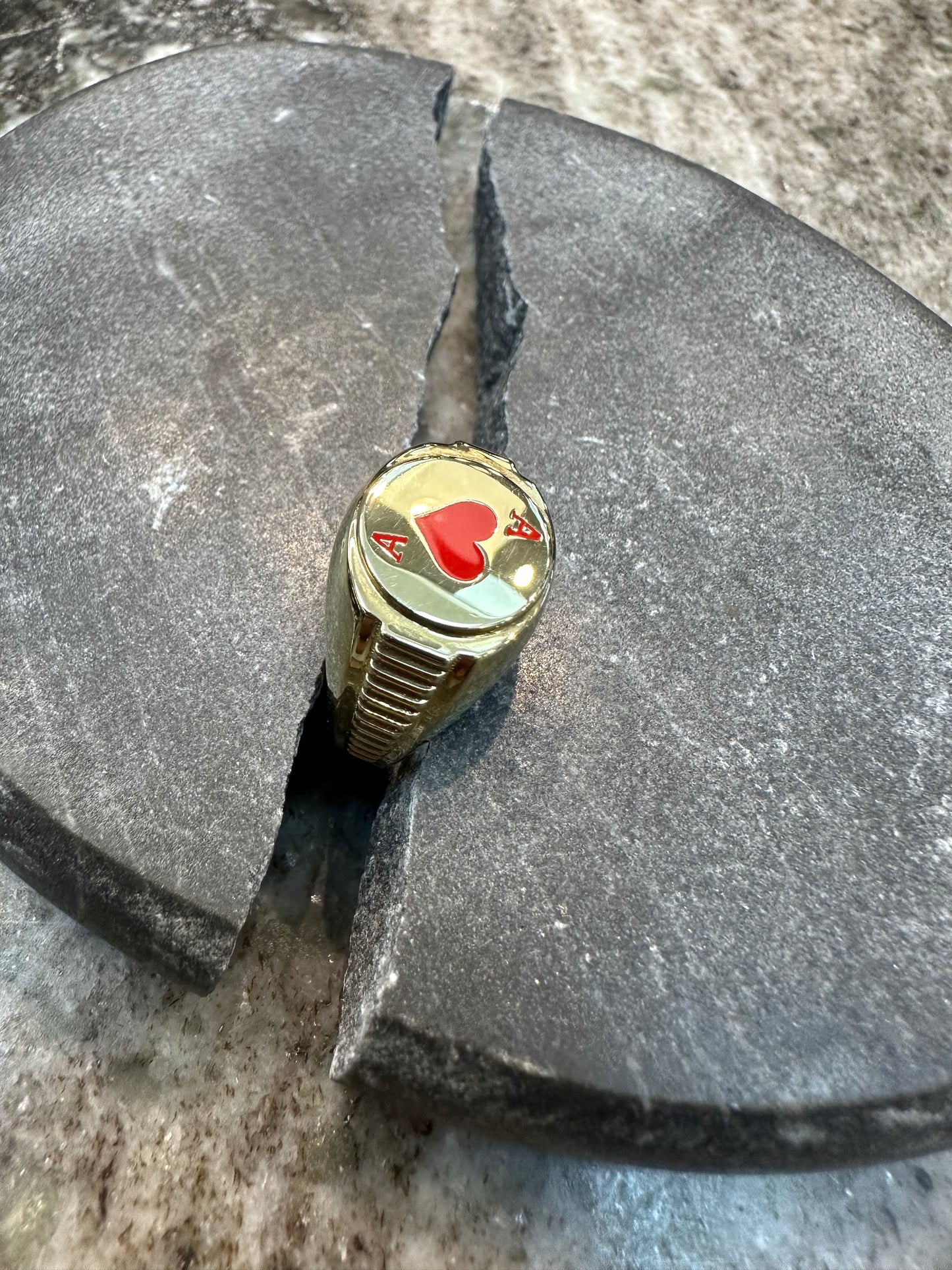 Prachtige 14K Gouden A Hartje Ring