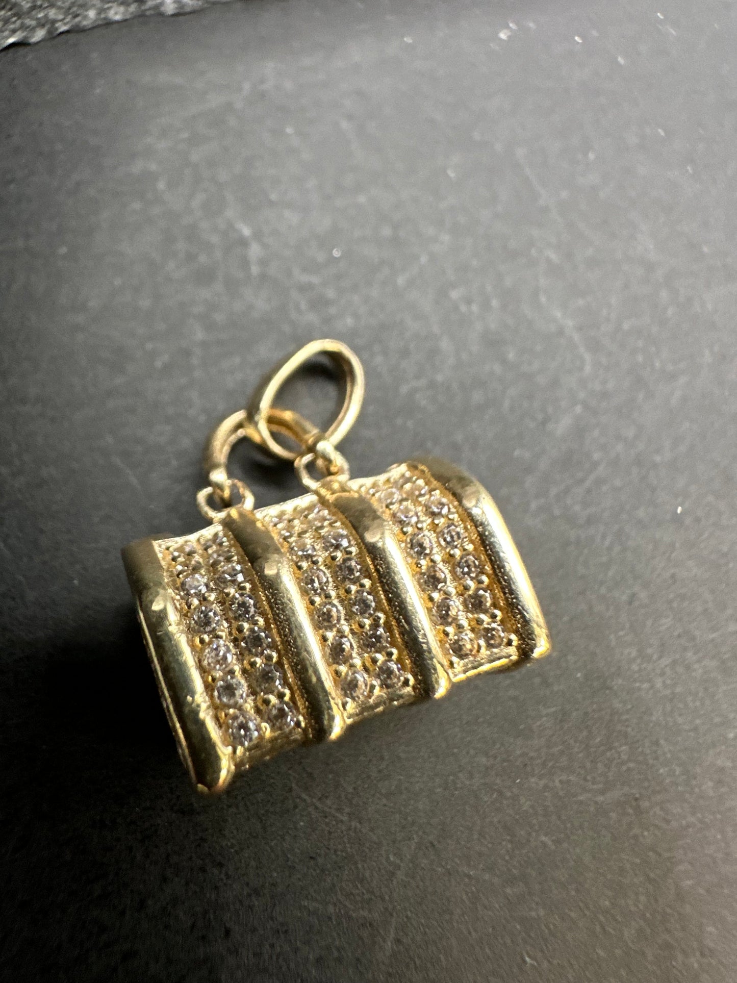 14K Gouden Tas Hanger met Zirkonia
