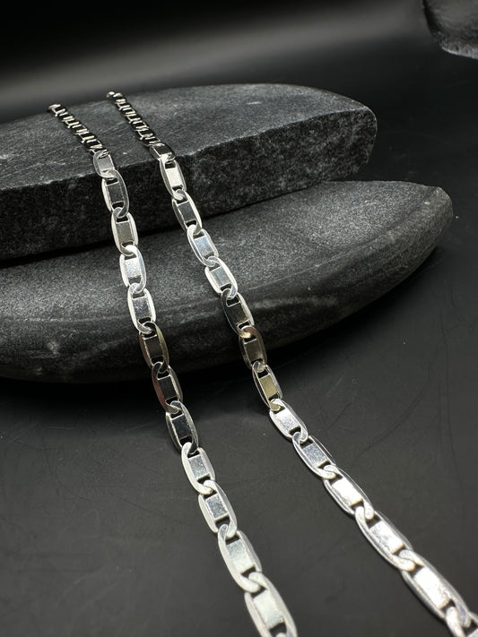 925 Zilveren Platte Schakel Ketting – 50 cm