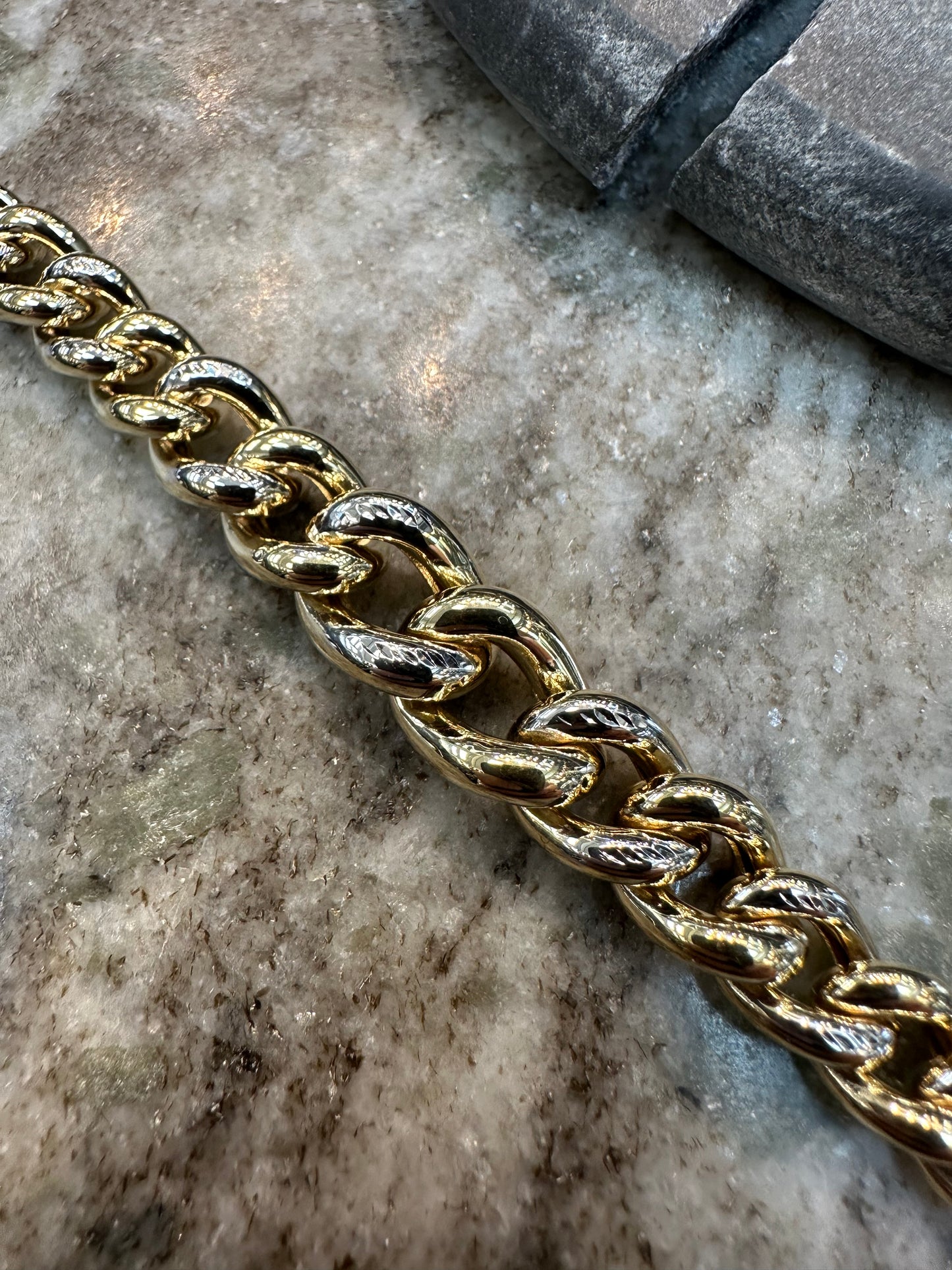 Prachtige 14K Gouden Bicolor Gourmet Armband