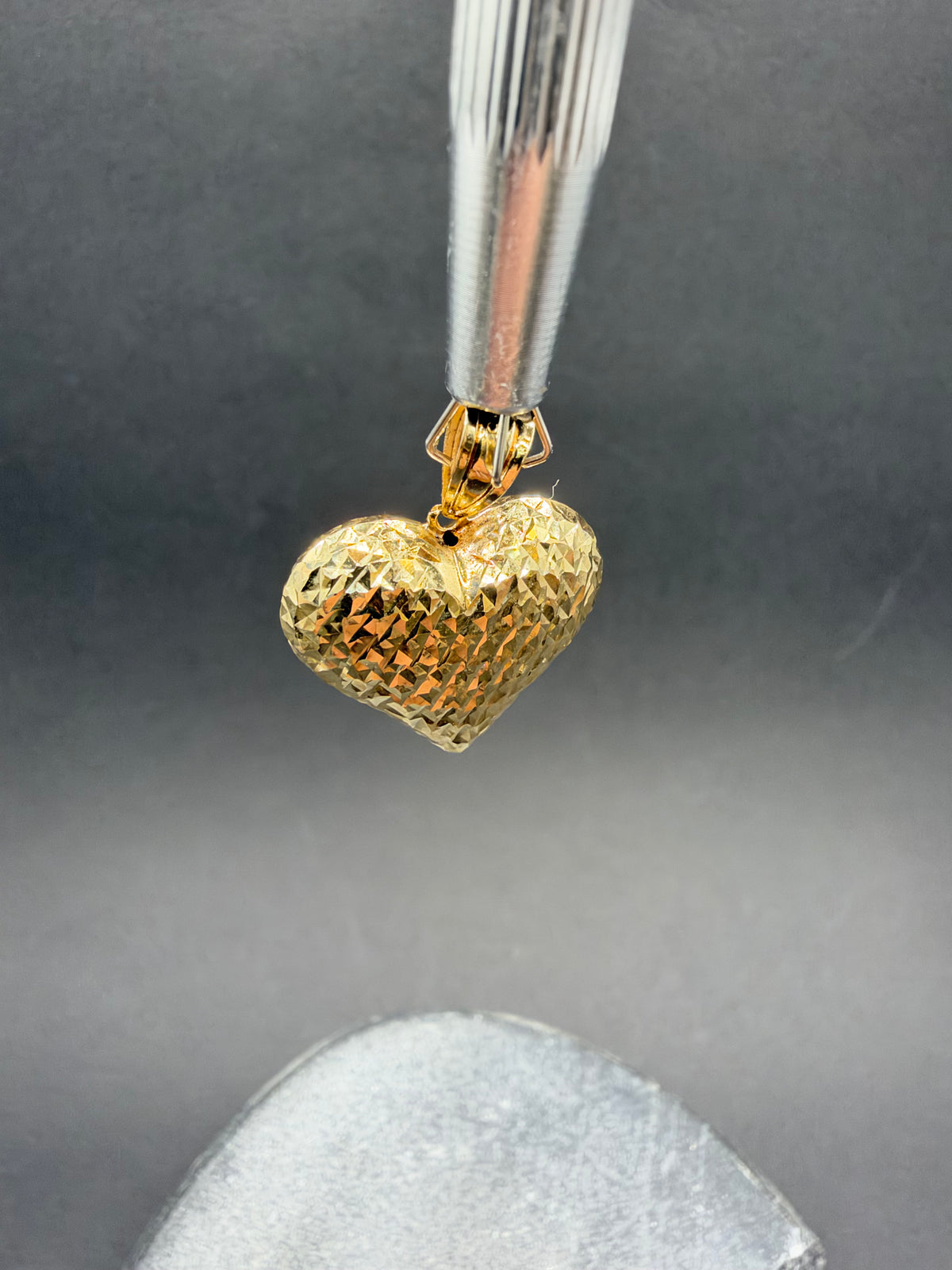 14K Gouden Diamond Cut Hart Hanger