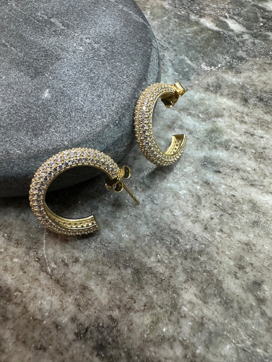 14K Gouden Oorbellen met Zirkonia – 19,4 mm