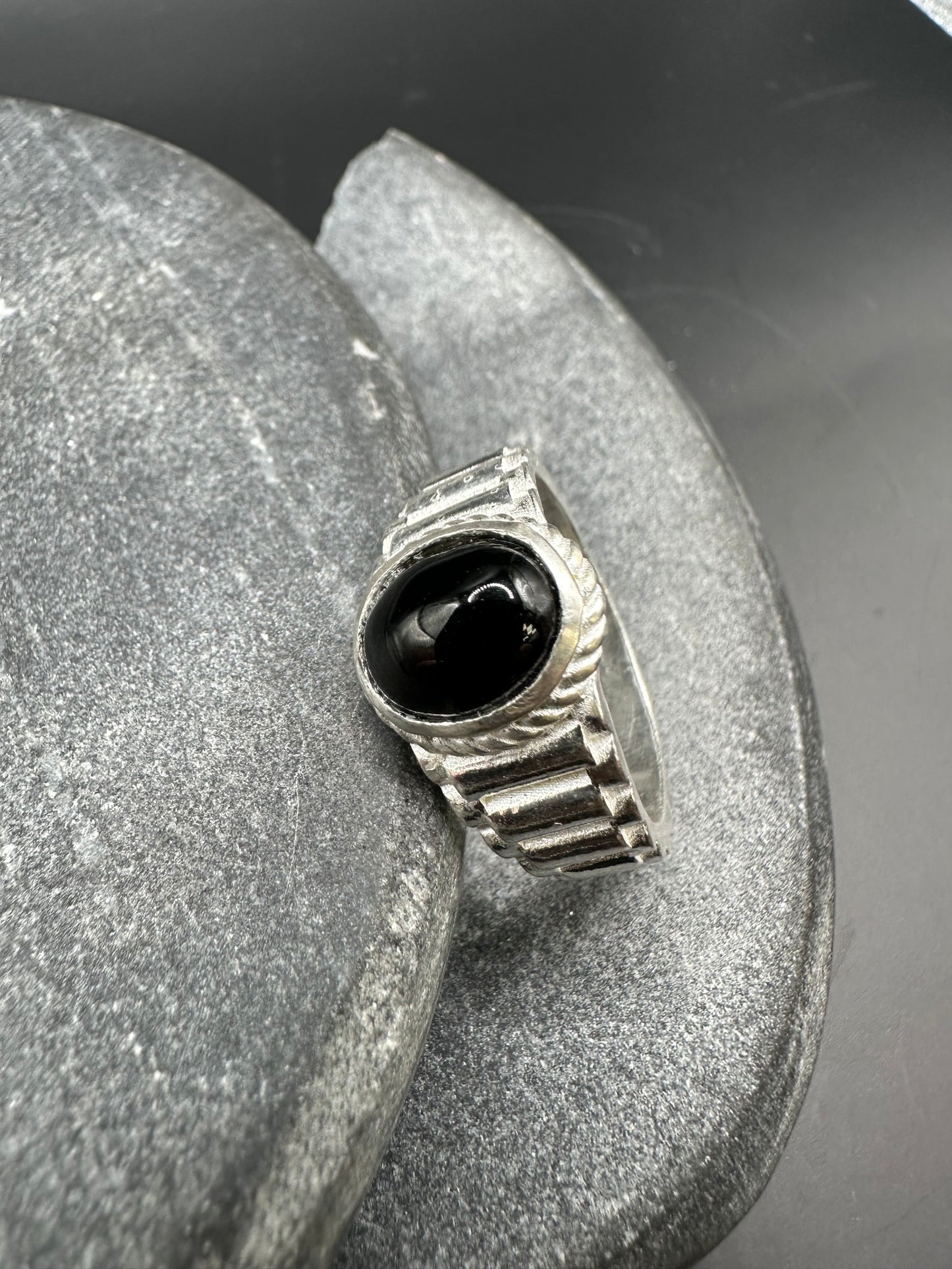 925 Zilveren Rollie Ring met Onyx