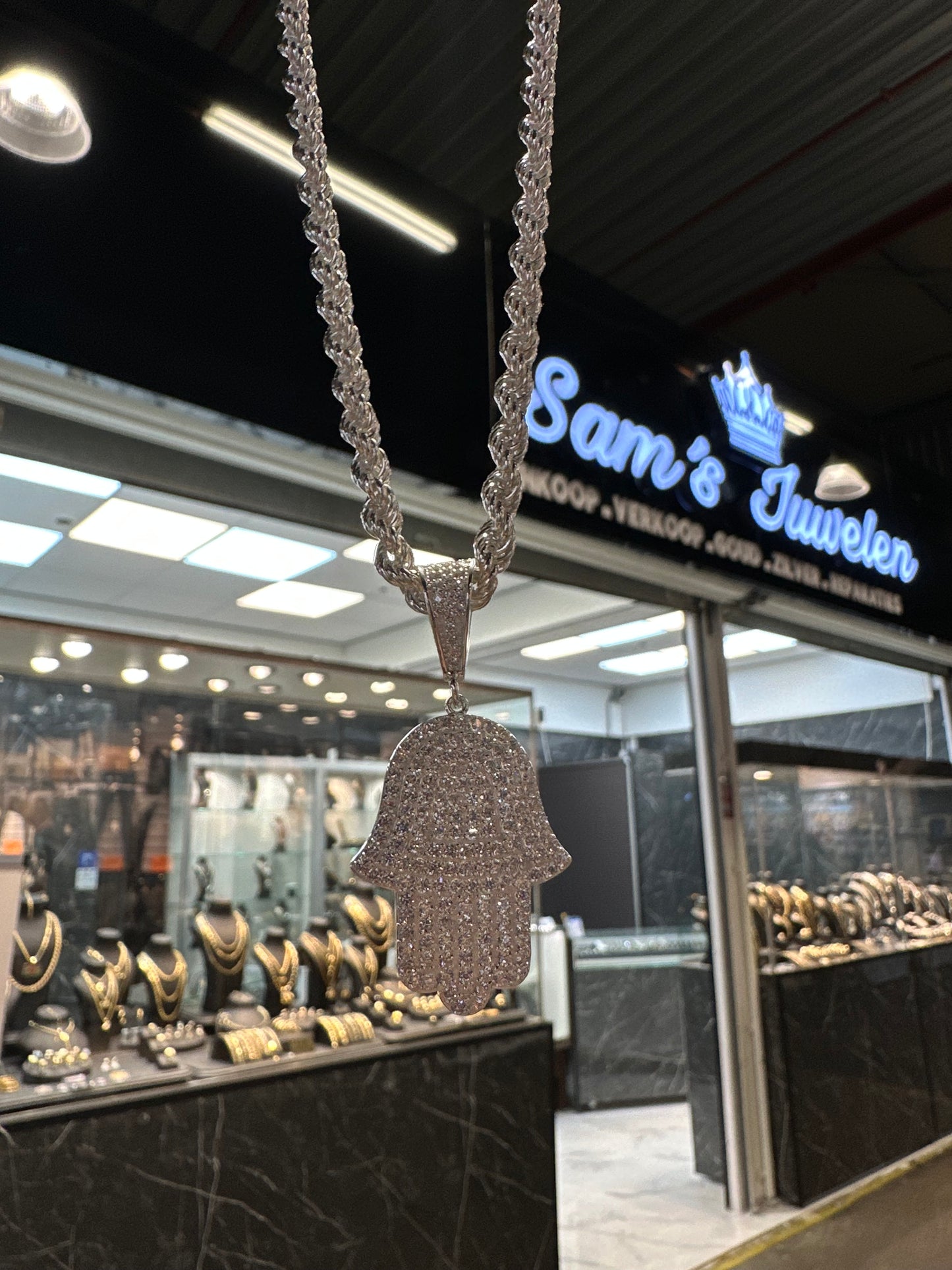 925 Zilveren Rope Chain met Hamsa Hanger