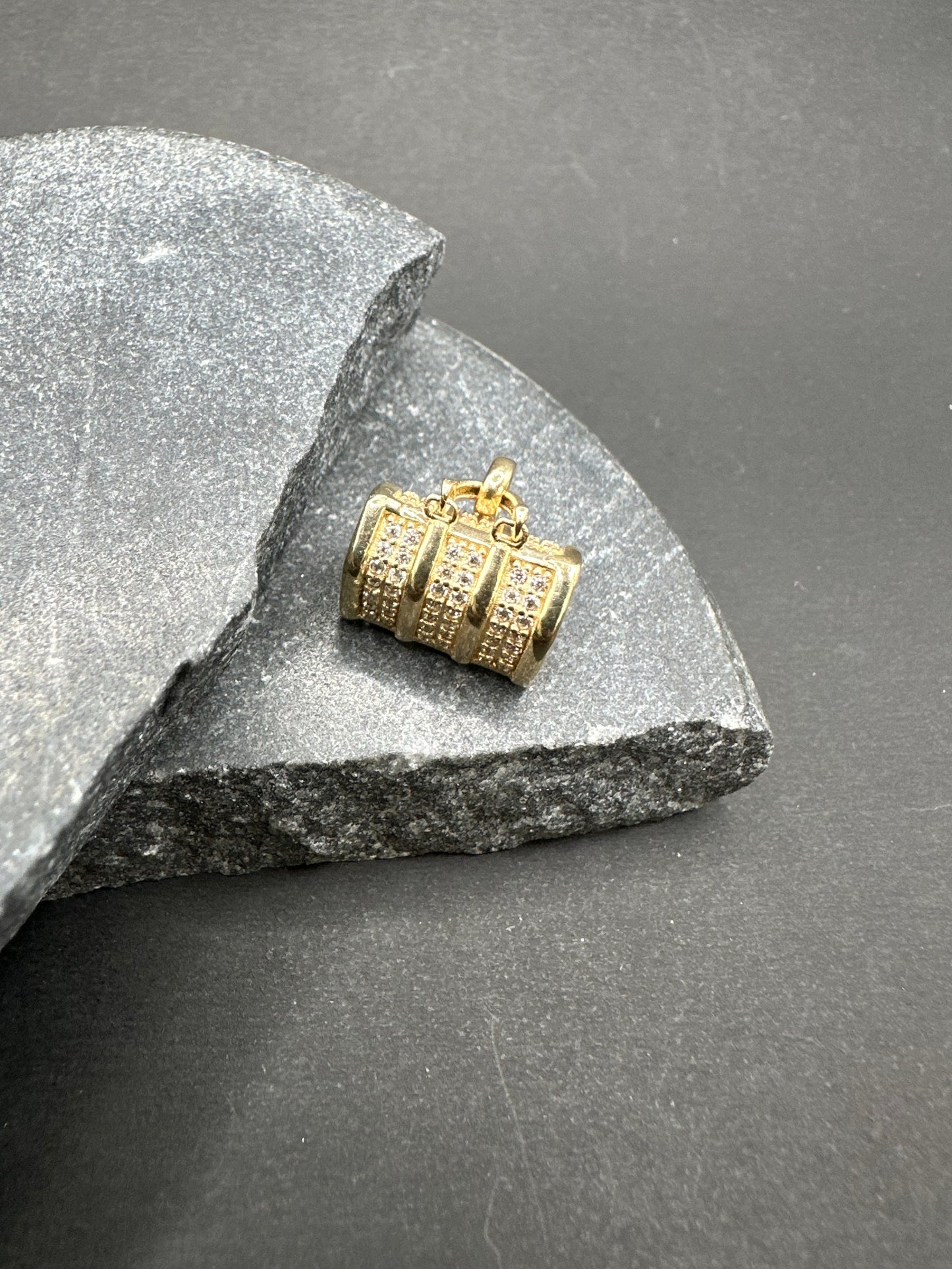 14K Gouden Tas Hanger met Zirkonia
