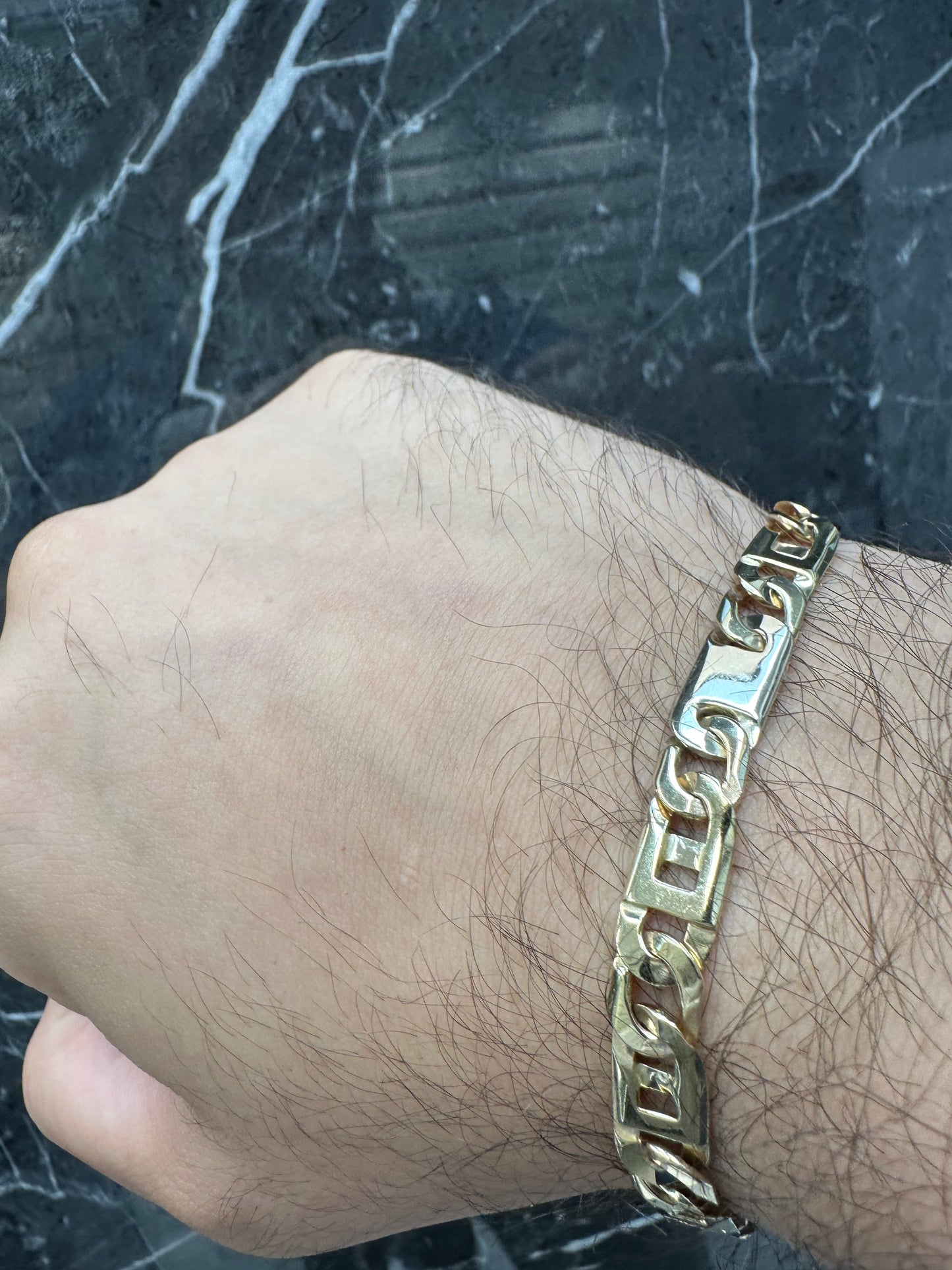 14K Gouden Bicolor Rollie Schakel Armband – 22 cm