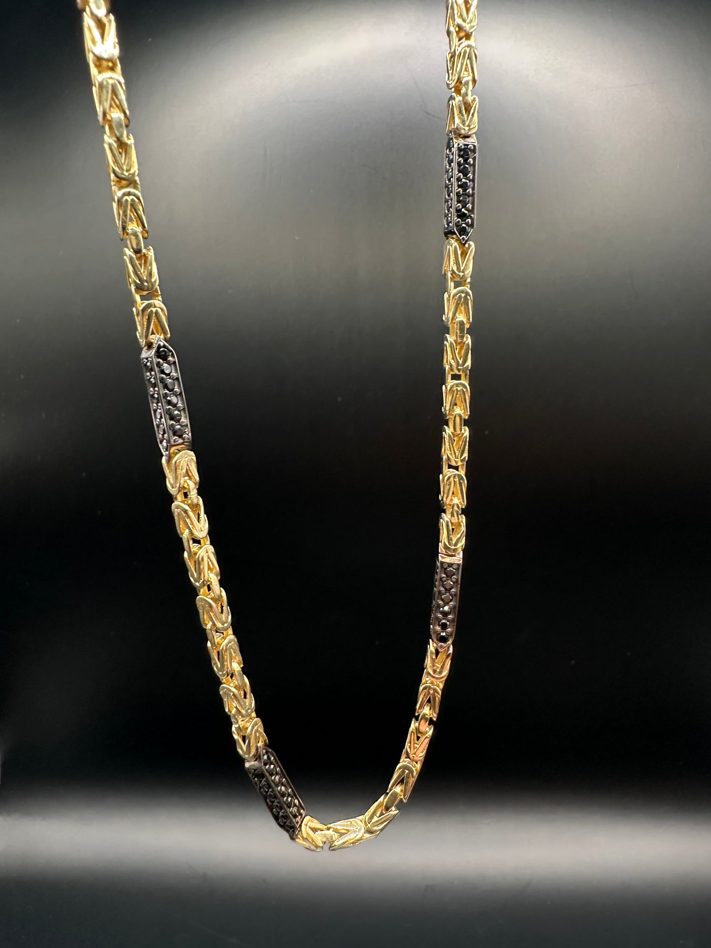 Prachtige 14K Gouden Koningsketting met Onyx Stenen – 3 mm | 60 cm | Luxe & Krachtig