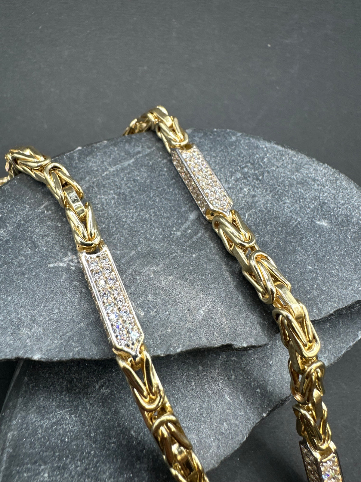 14K Gouden Iced Koningsketting met Zirkonia – 62 cm