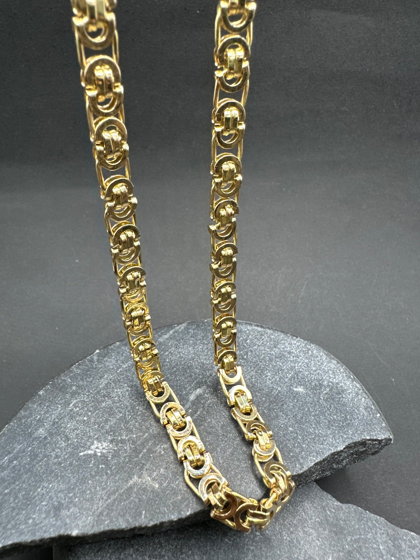 14K Gouden Massieve Platte Koningsketting – 65 cm
