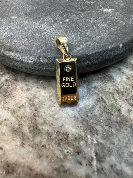 Prachtige 14K Gouden Fine Gold Hanger met Zirkonia – 28 mm lang | 9 mm breed | Elegant & Sprankelend