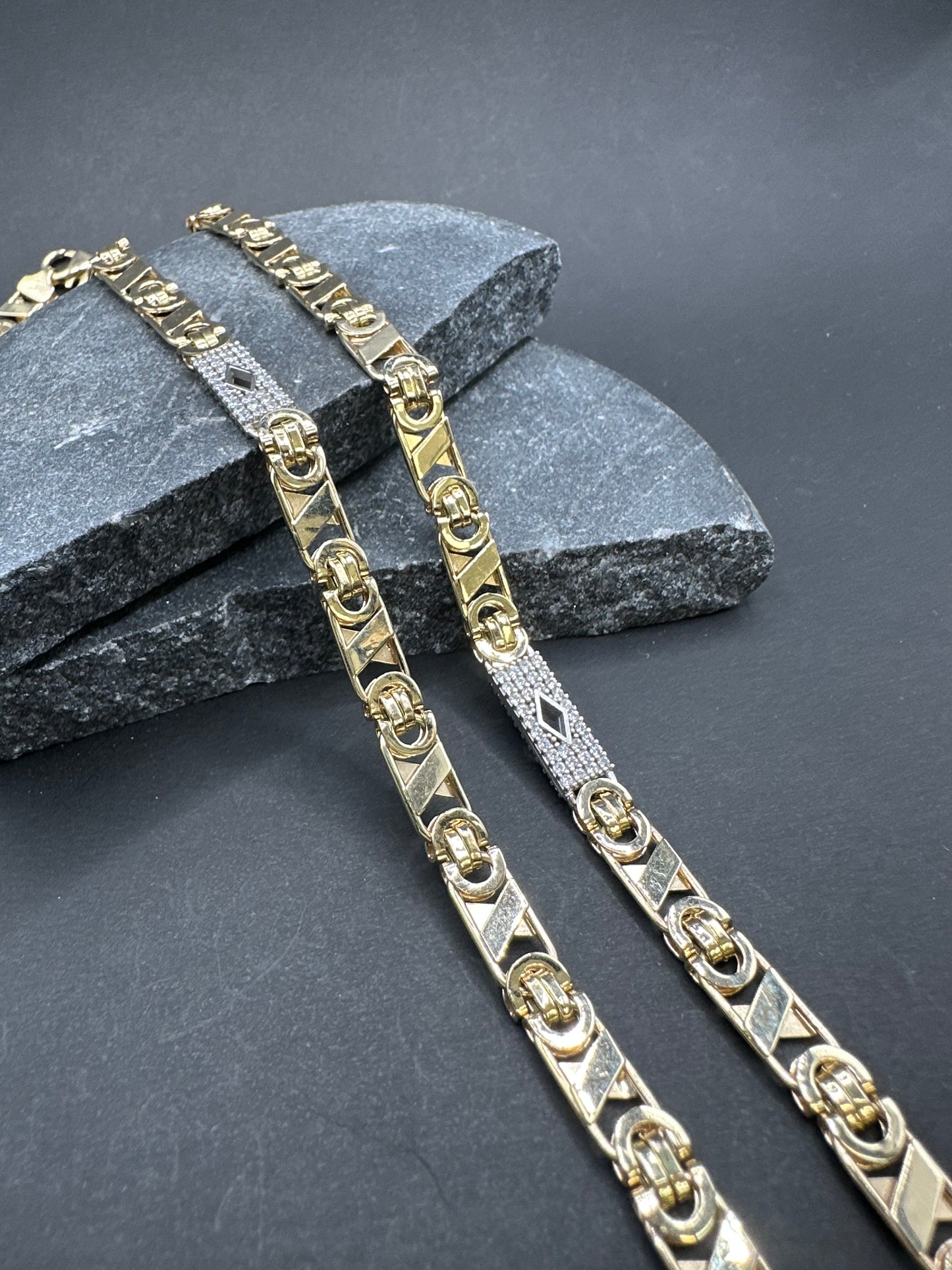 14K Gouden Iced Valentino Ketting – 70 cm