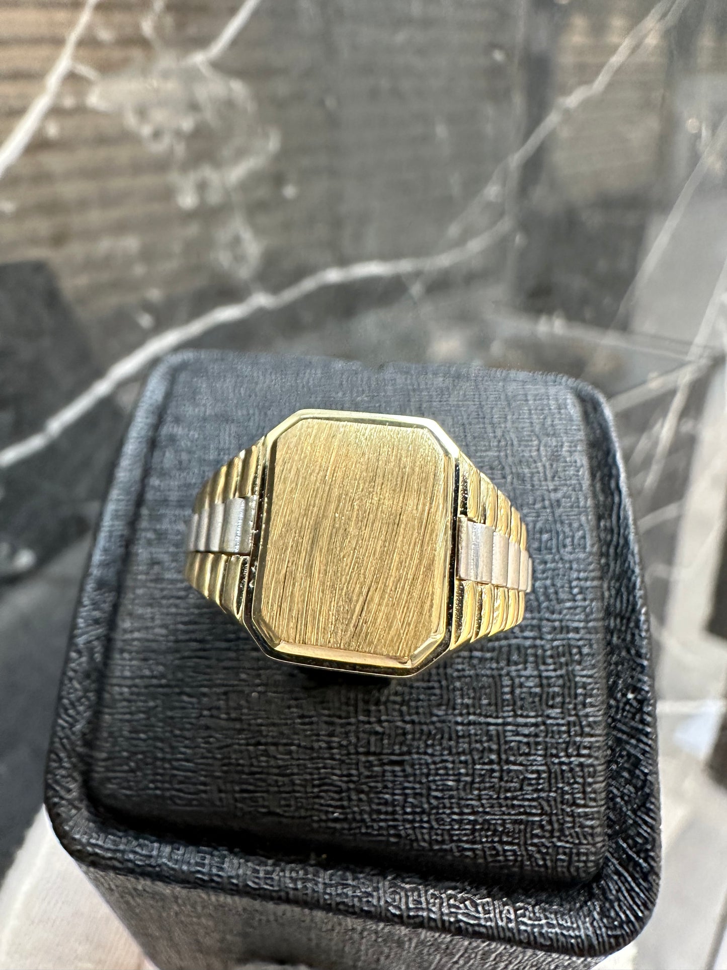 Prachtige 14K Gouden Zegelring Bicolor – Geelgoud & Witgoud – Graveren Gratis! | Maat 20,5