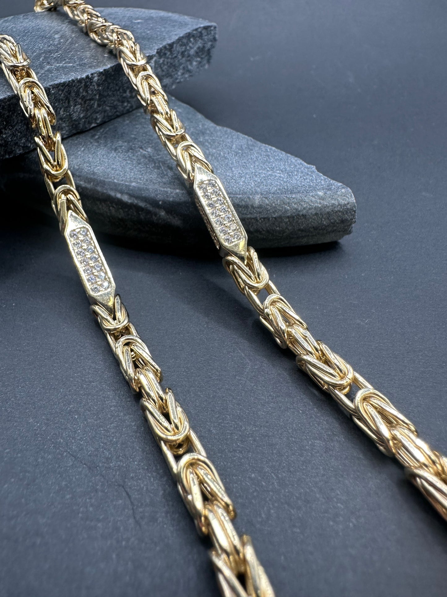 14K Gouden Iced Koningsketting met Zirkonia – 60 cm