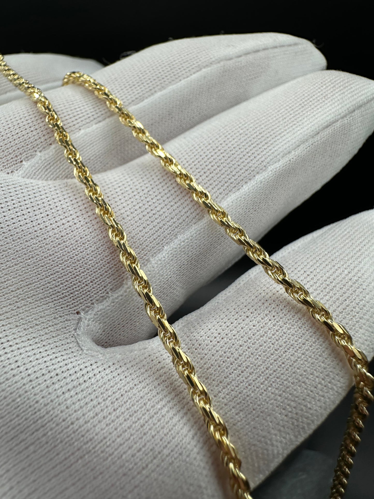 14K Massieve Diamond Cut Rope Ketting – Made in Italy – 2 mm
