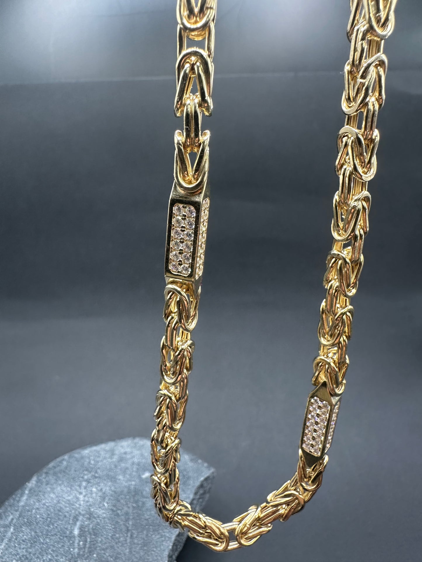 14K Gouden Iced Koningsketting met Zirkonia – 60 cm