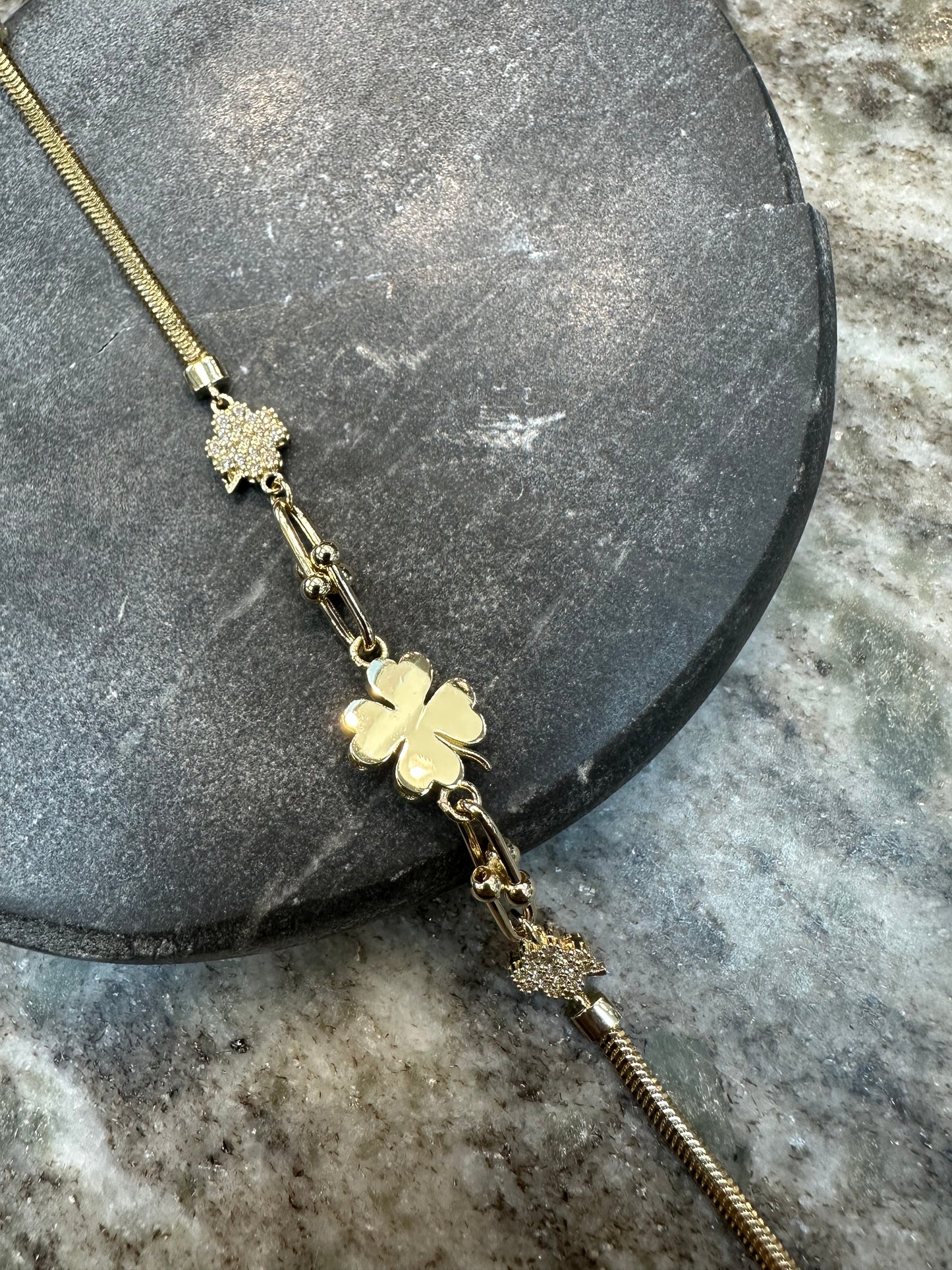 14K Gouden Klavertje Armband – 19 cm | 2,5 mm
