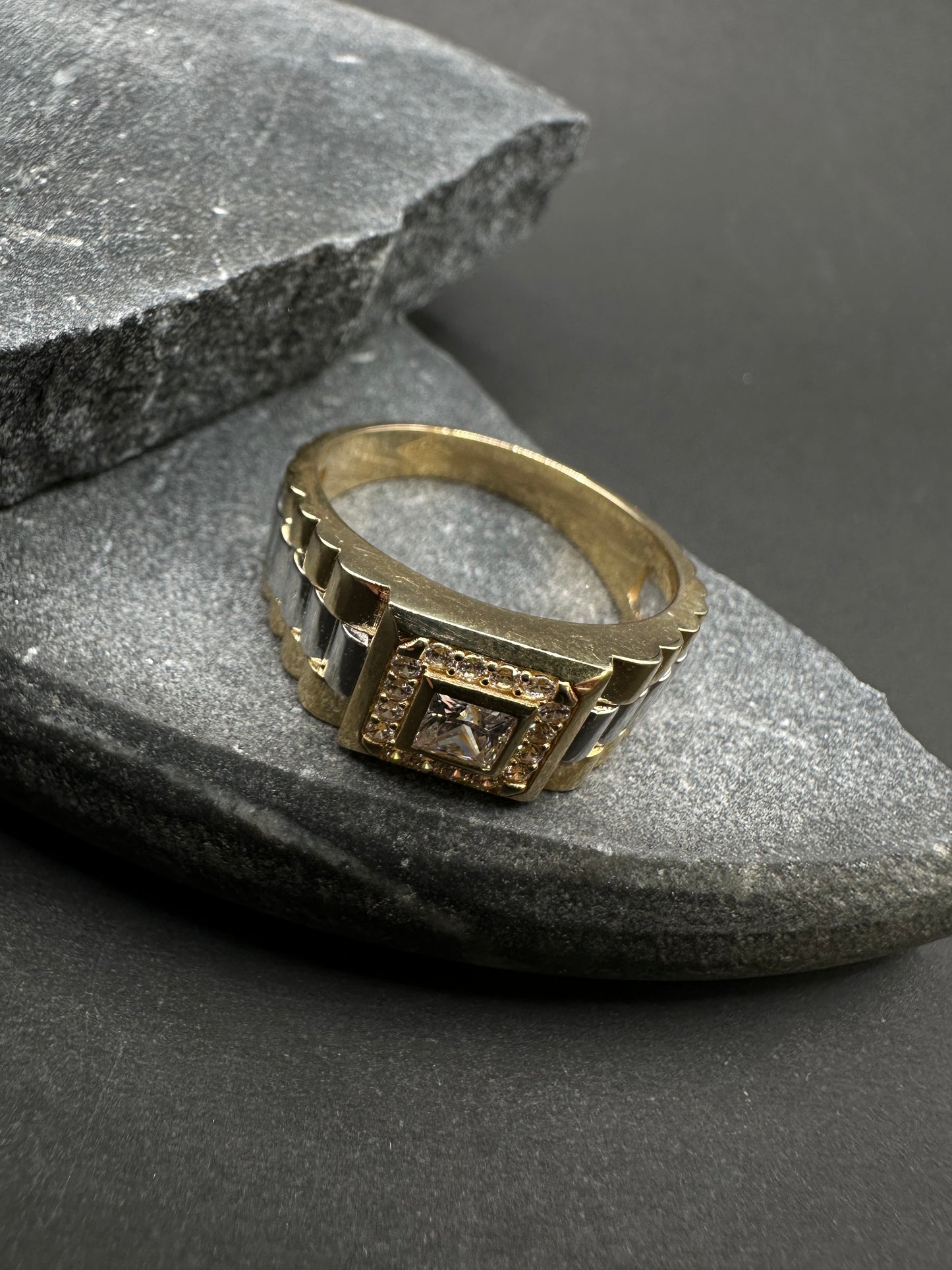 14K Gouden Bicolor Ring met Zirkonia – Maat 20,5