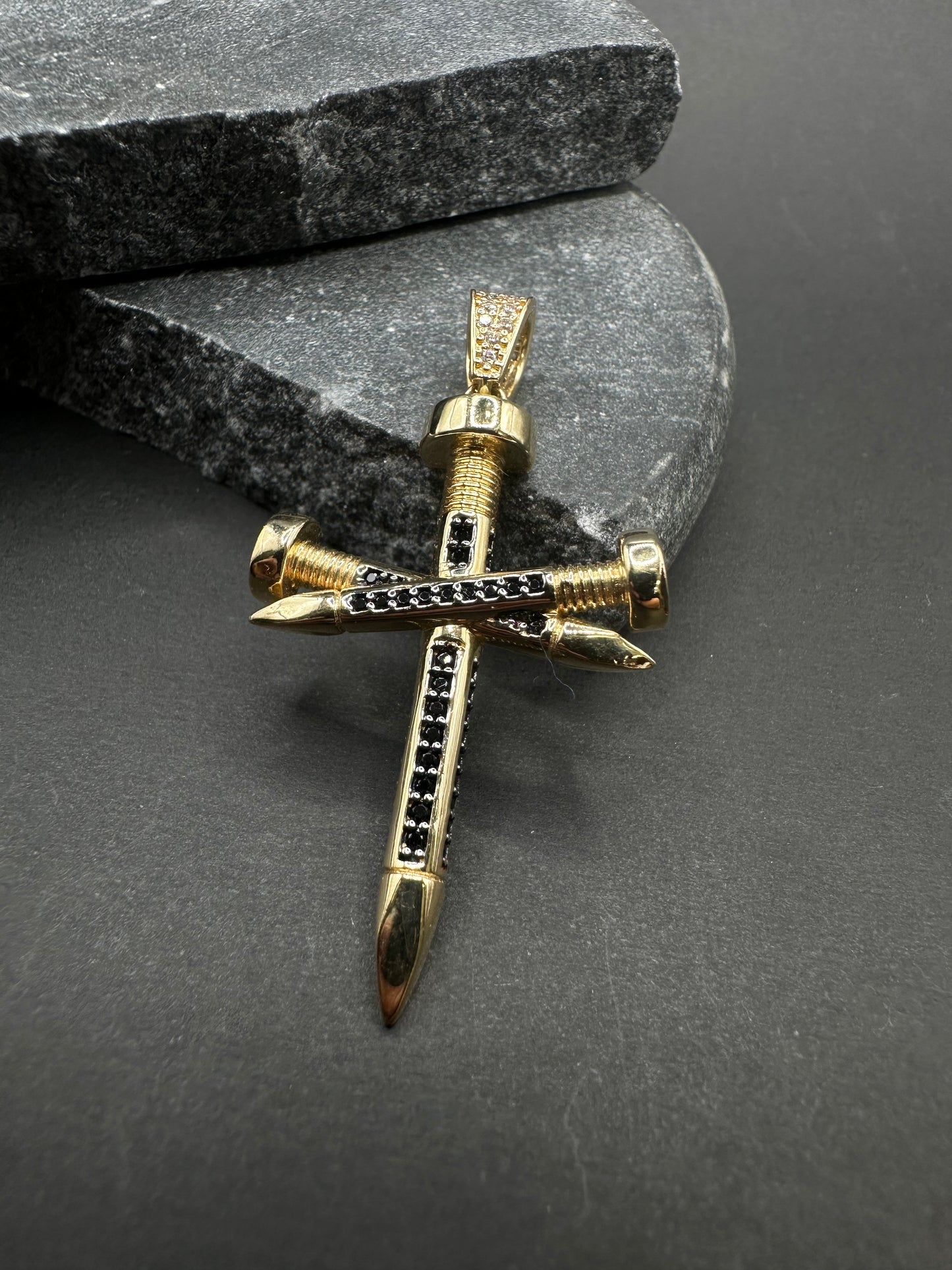 14K Gouden Kruis Hanger met Onyx