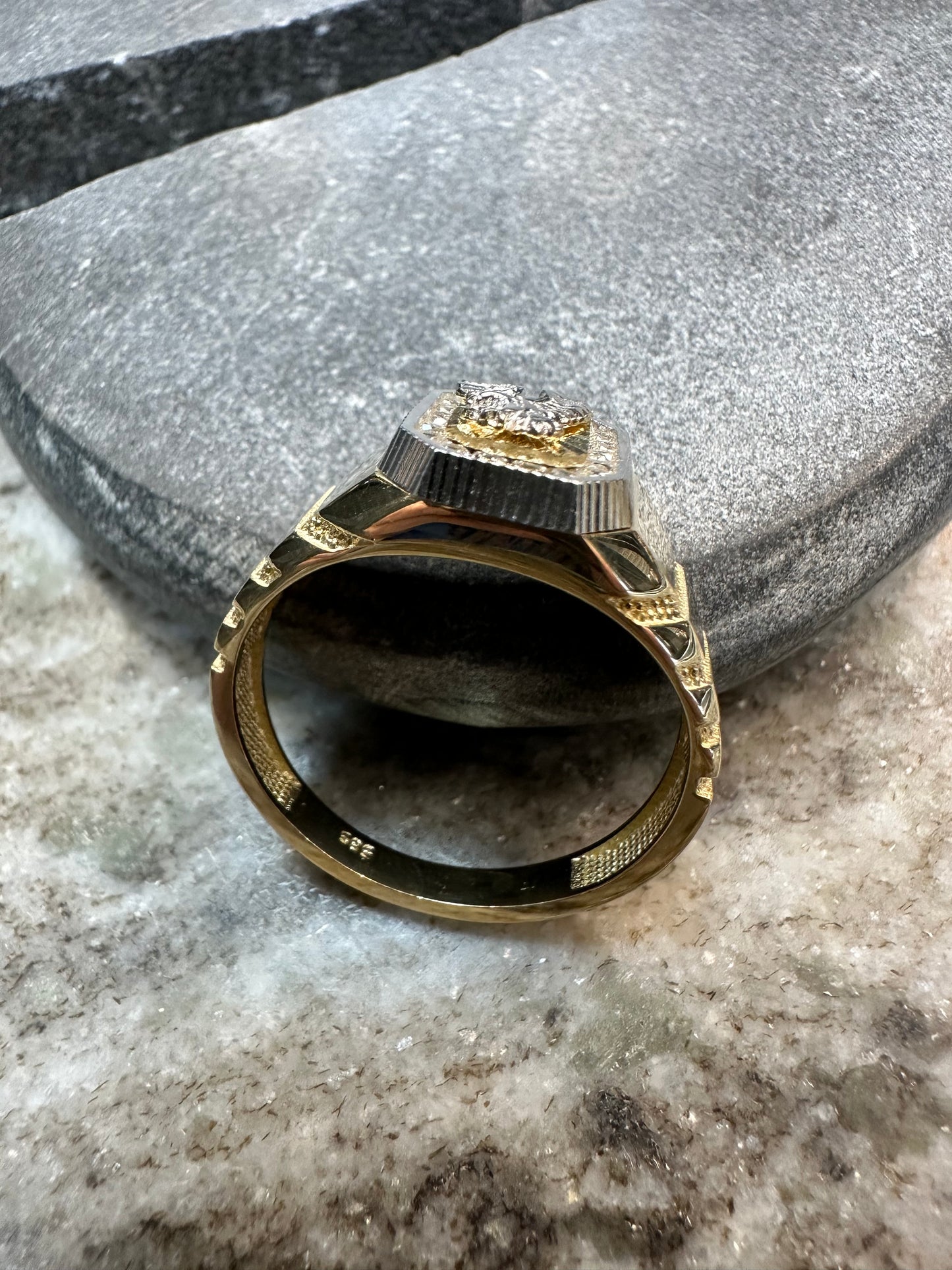 Prachtige 14K Gouden Bicolor Adelaar Ring – Krachtig & Luxe Design
