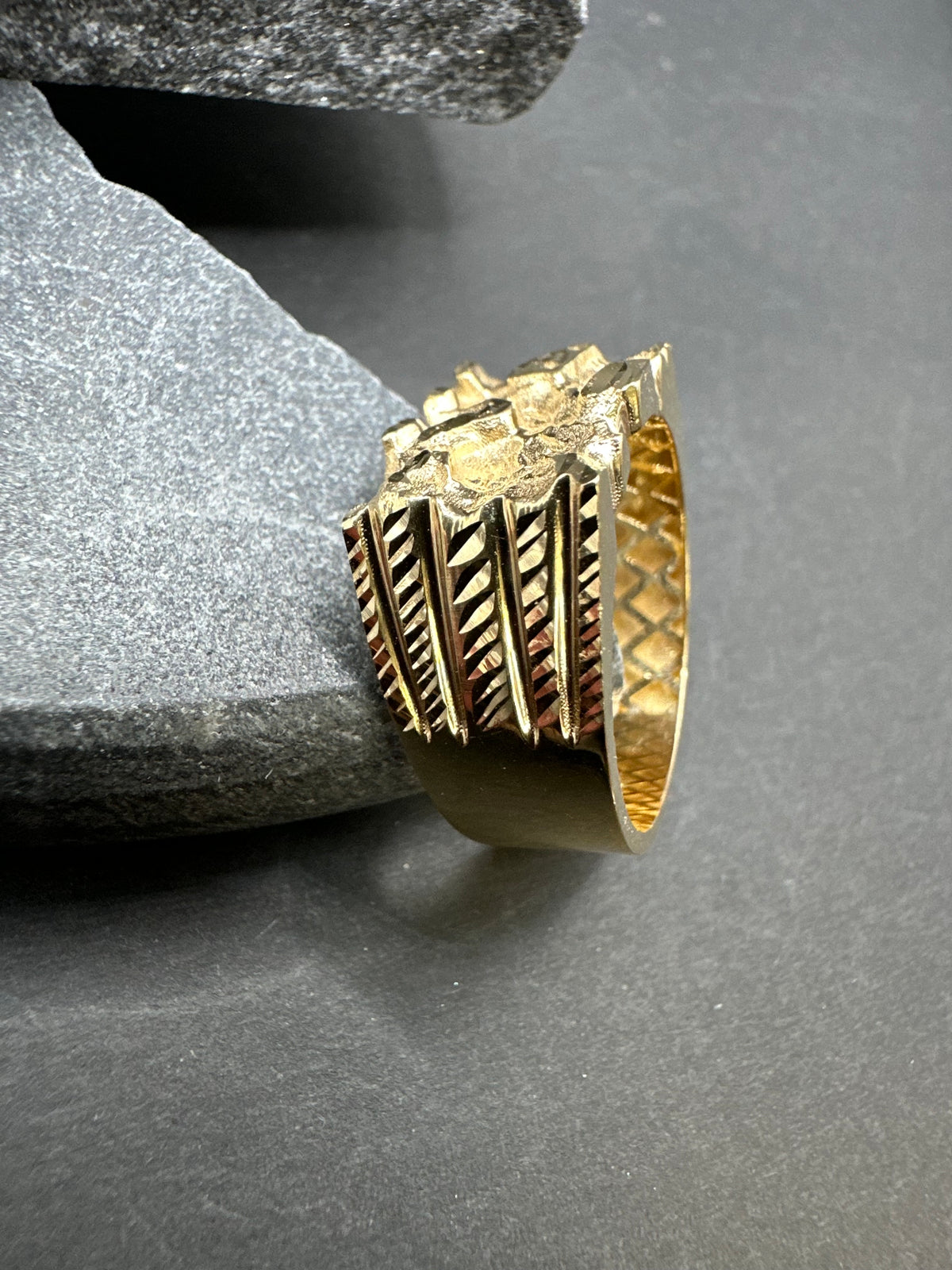 18K Gouden Piet Piet Ring – 11 mm Breed | Diamond cut