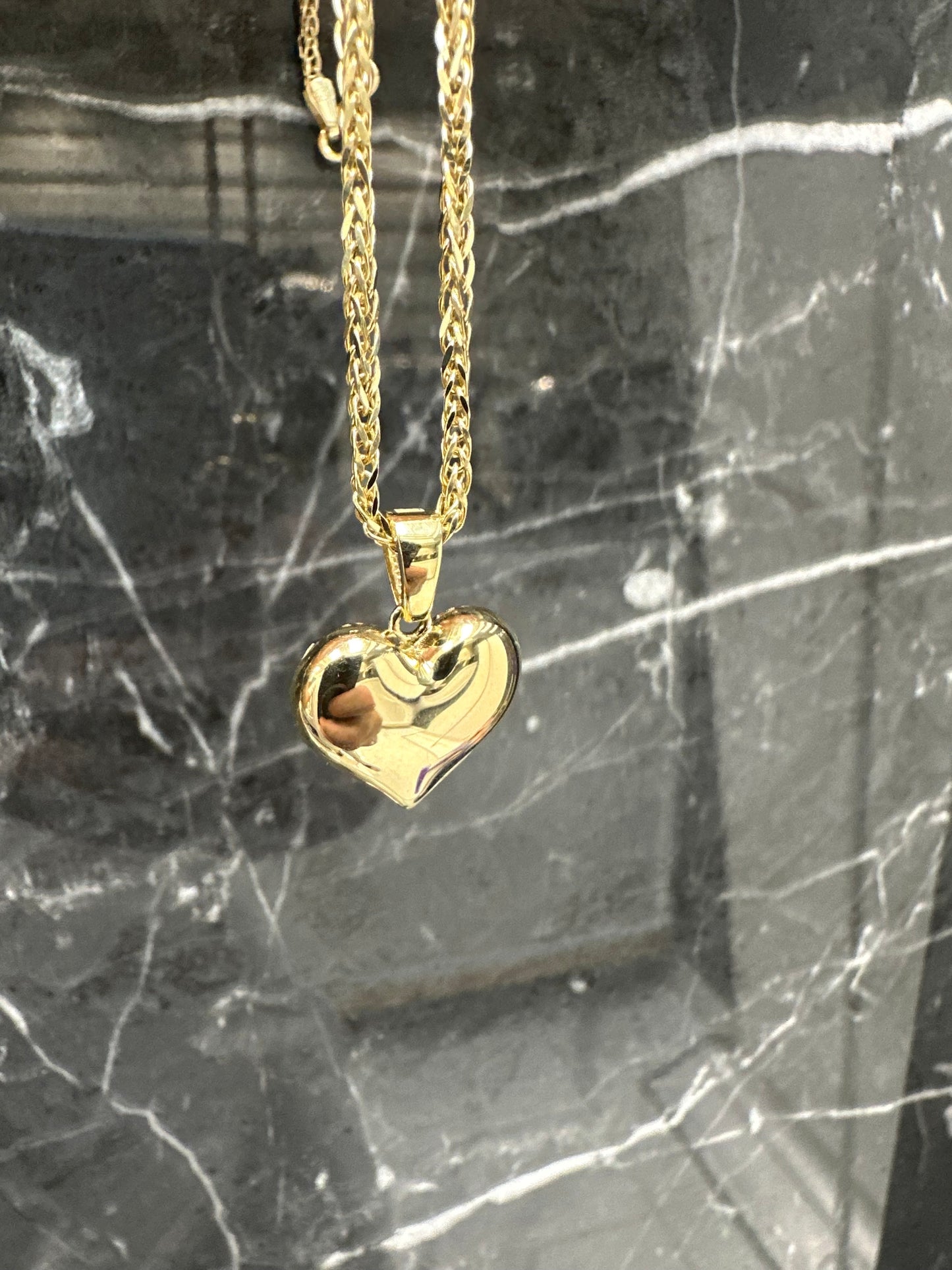 14K Gouden Vossenstaart Ketting met Hart Hanger – 50 cm