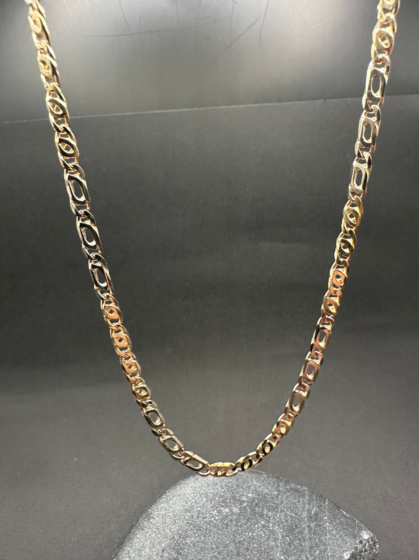 14K Gouden Bicolor Massieve Valkenoog Ketting – 60 cm