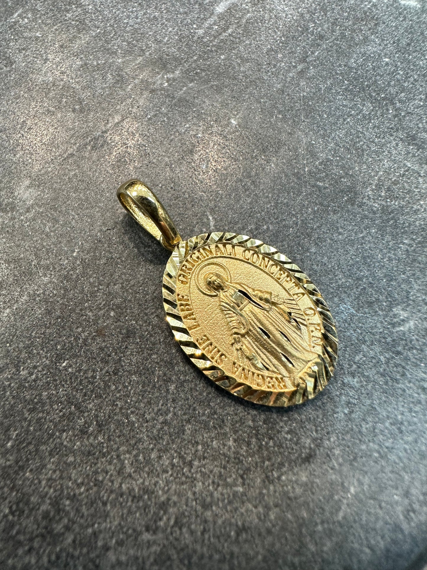 18K Gouden Platte Maria Hanger