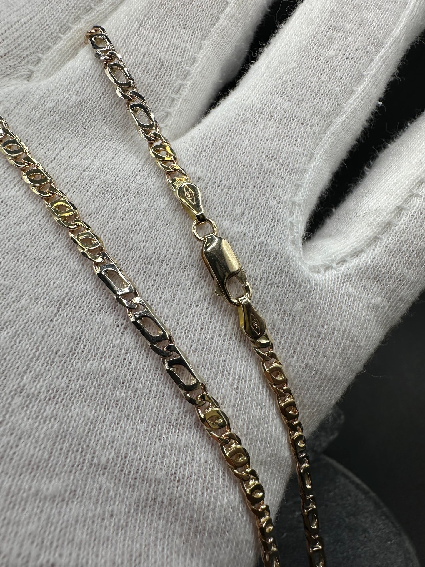 14K Gouden Bicolor Massieve Valkenoog Ketting – 60 cm