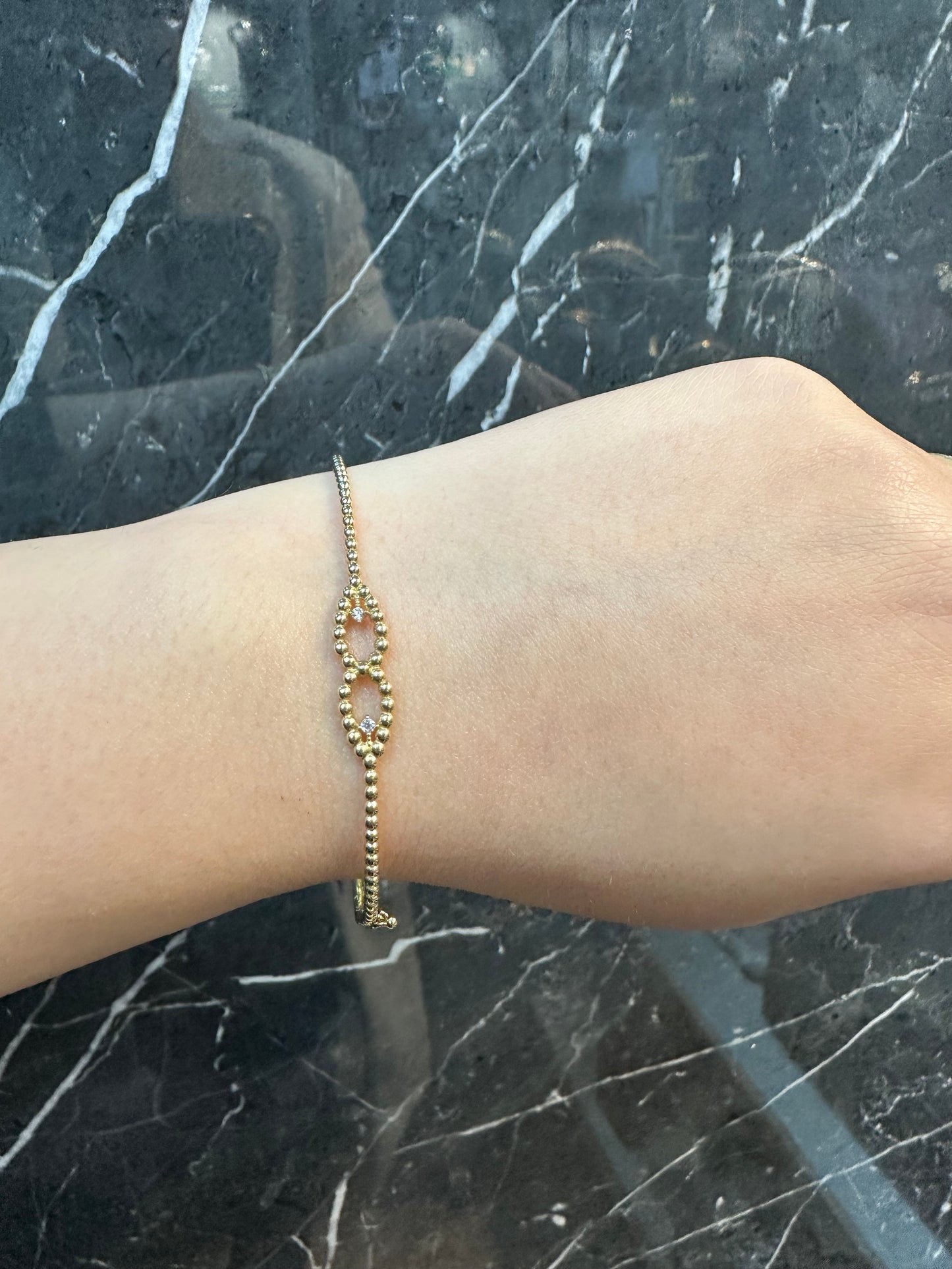 14K Gouden Vaste Armband met Zirkonia – 64 mm