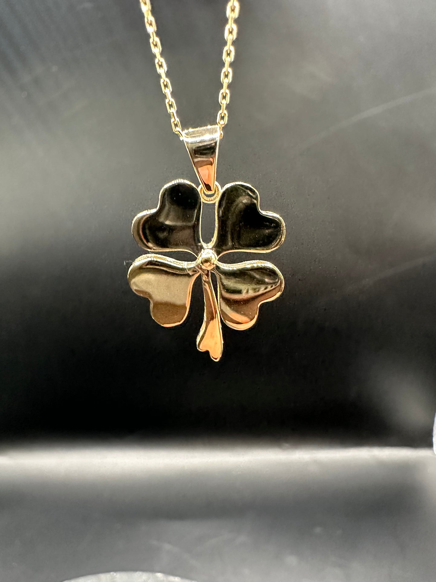 14K Gouden Ketting met Klavertje Vier Hanger – 42 cm