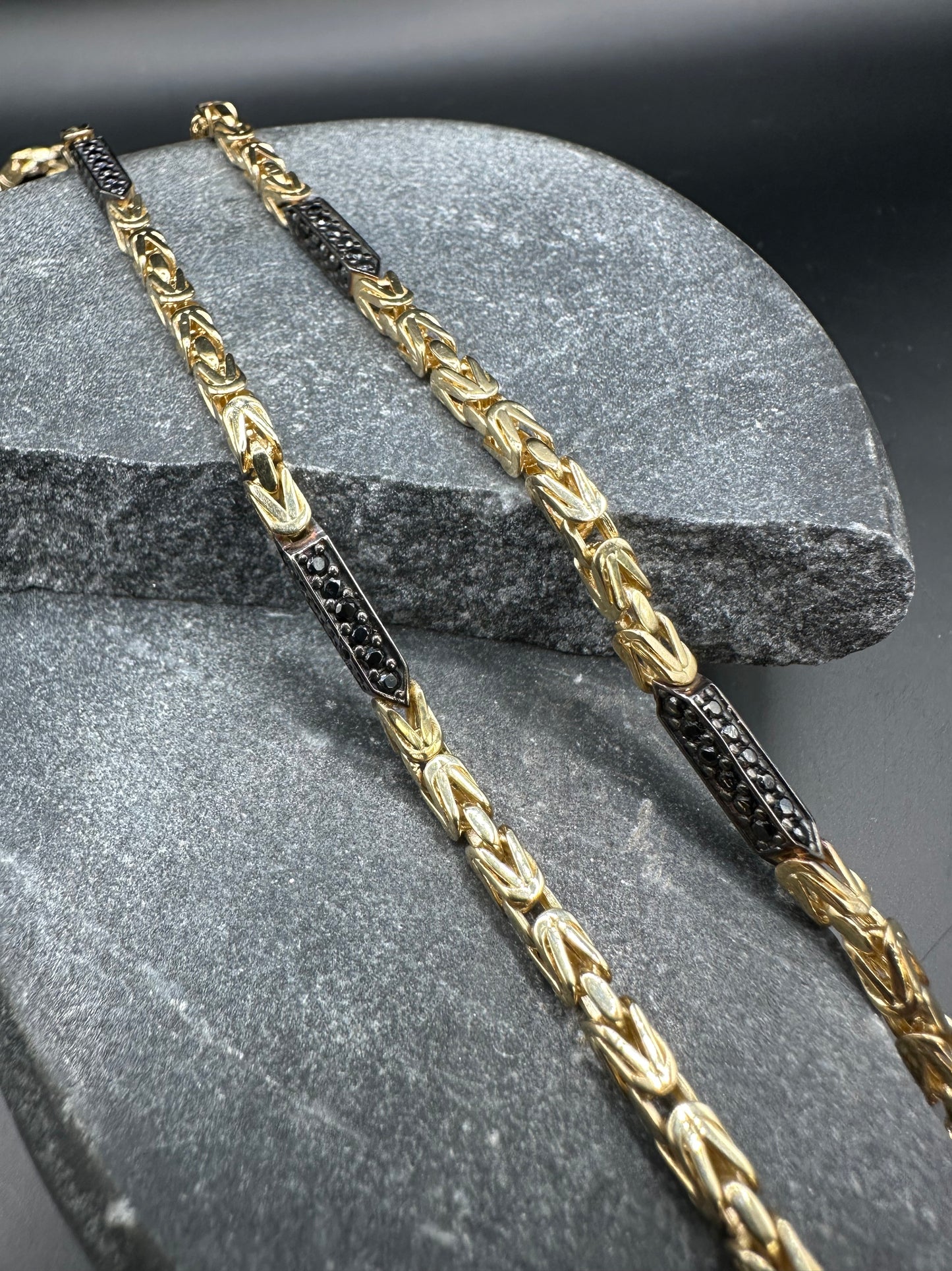 Prachtige 14K Gouden Koningsketting met Onyx Stenen – 3 mm | 60 cm | Luxe & Krachtig