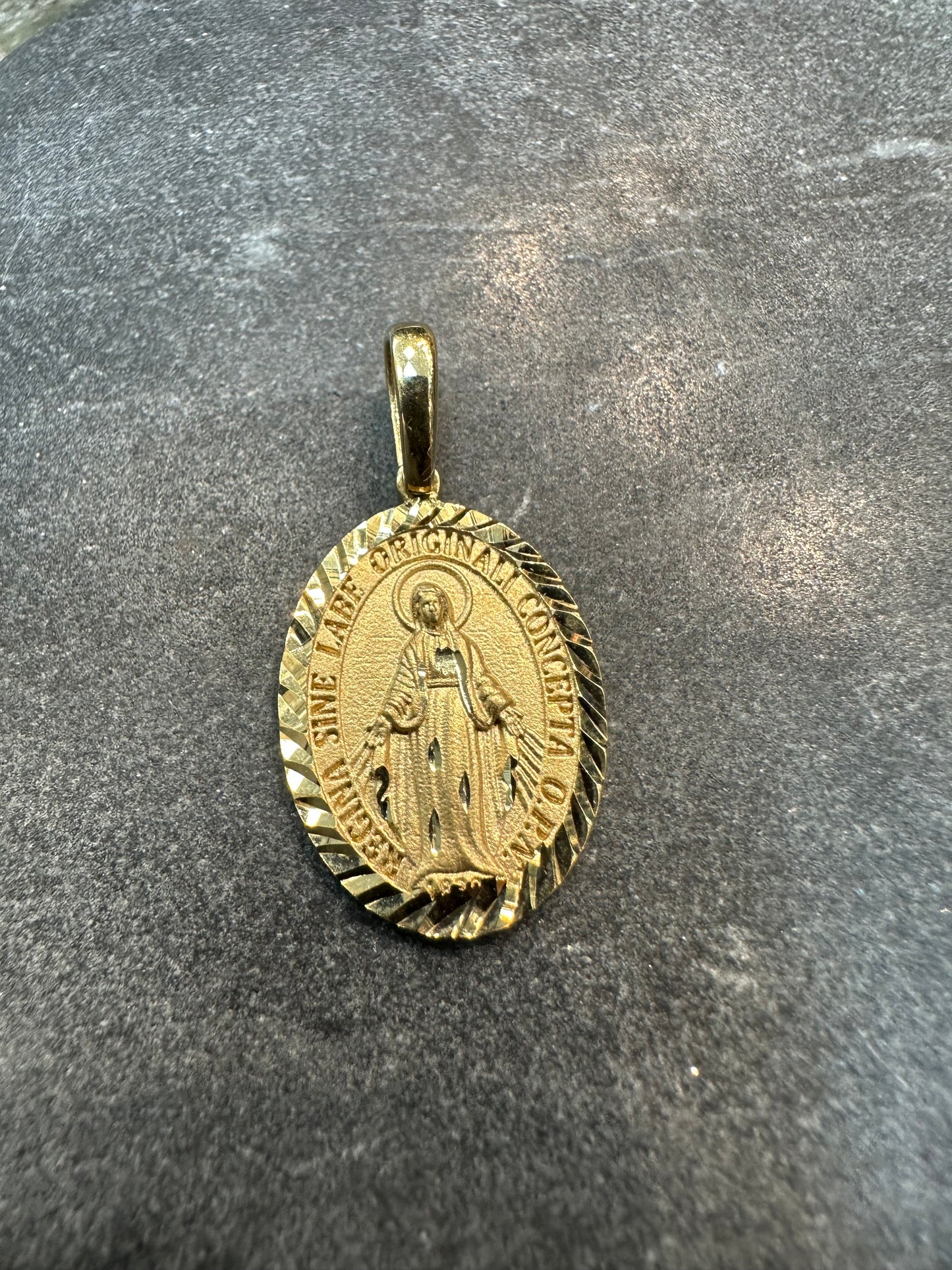 18K Gouden Platte Maria Hanger