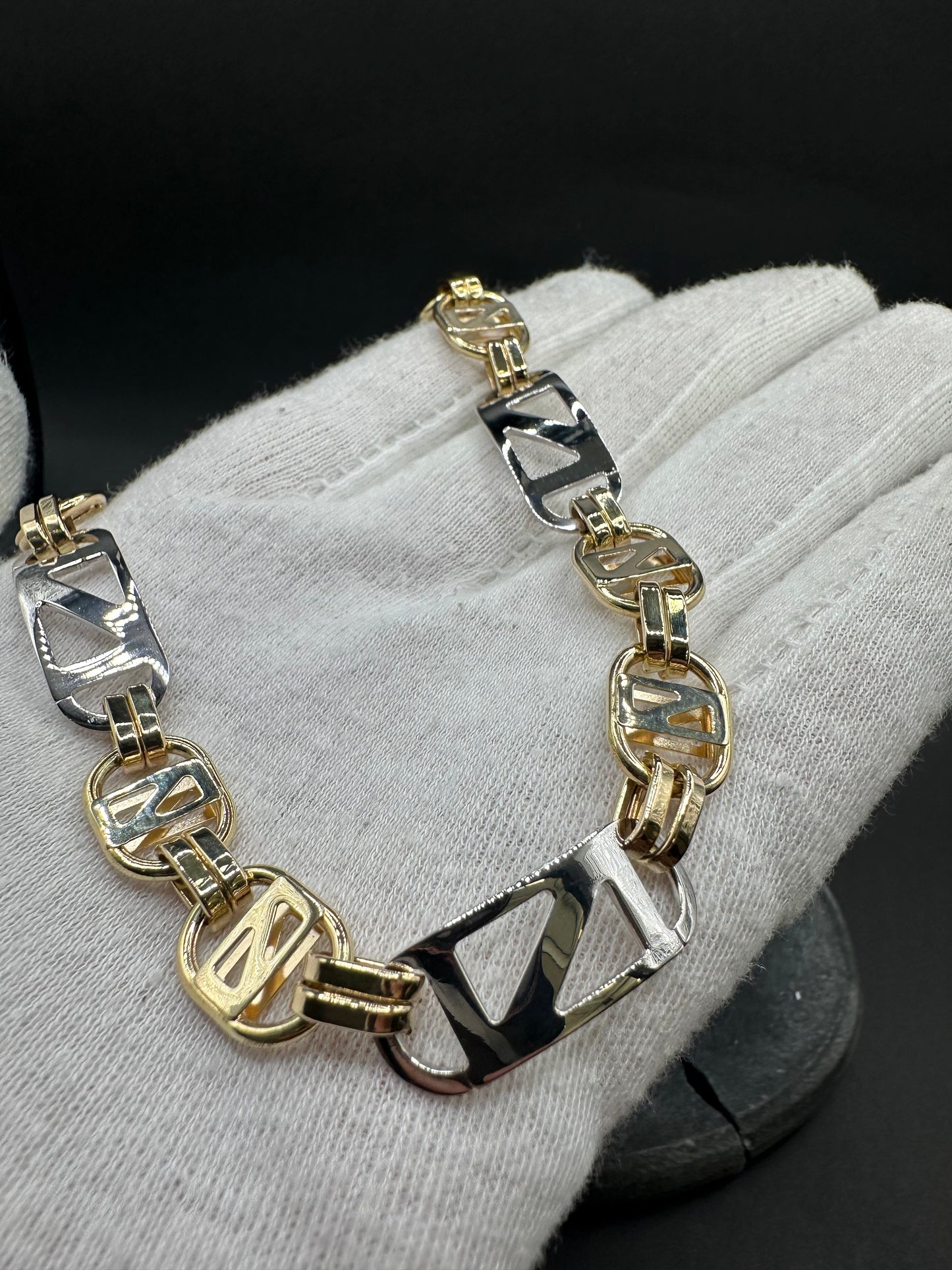 14K Gouden Bicolor Kingsly Ruit Armband – 22 cm