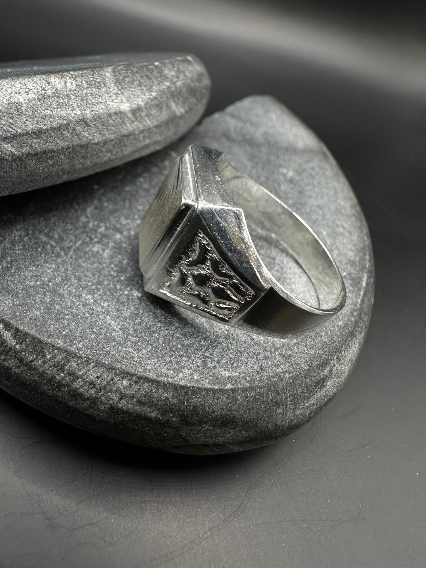 925 Zilveren Zegelring met Diamond Cut Bewerking