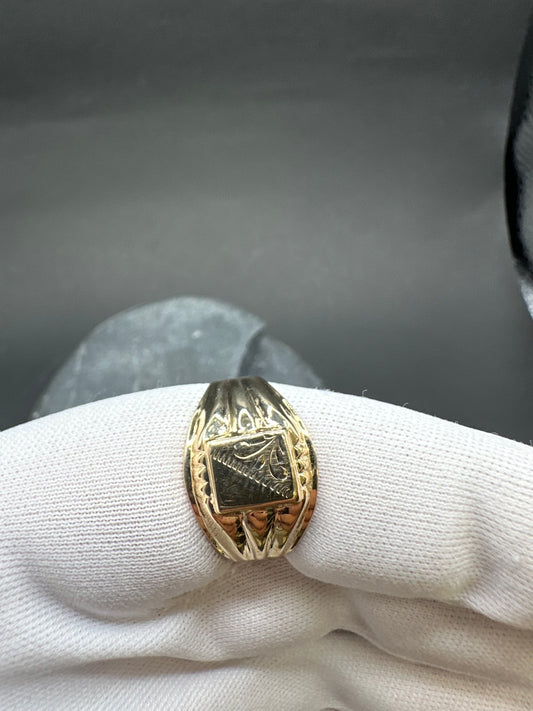 14K Gouden Zegelring met Gravure – Maat 20,5